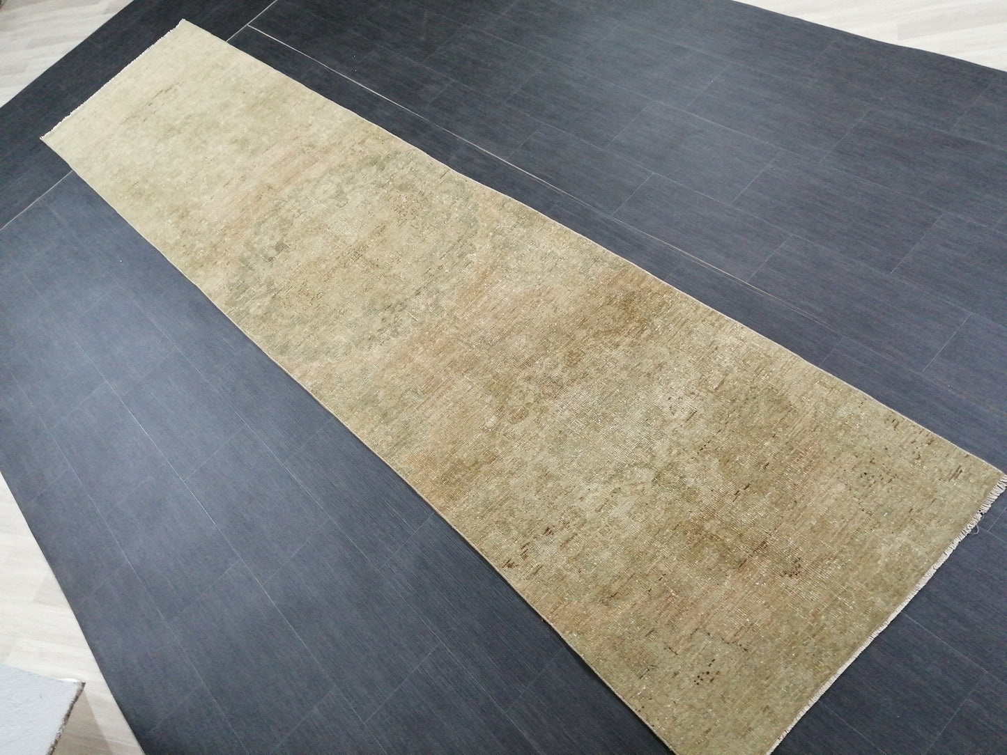 Muted Oushak Runner 13 x 2.9 Turkish Runner Rug Muted Vintage Runner Rug Hallway Runner Rug Kitchen Runner Wool Runner Rug Wool Oushak Rug