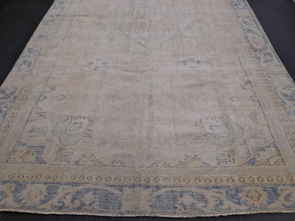 Muted Vintage Turkish Rug 6x10 Muted Vintage Persian Rug Muted Vintage Rug Distressed Muted Oushak Rug Hand Made Rugs Vintage Turkish Rug