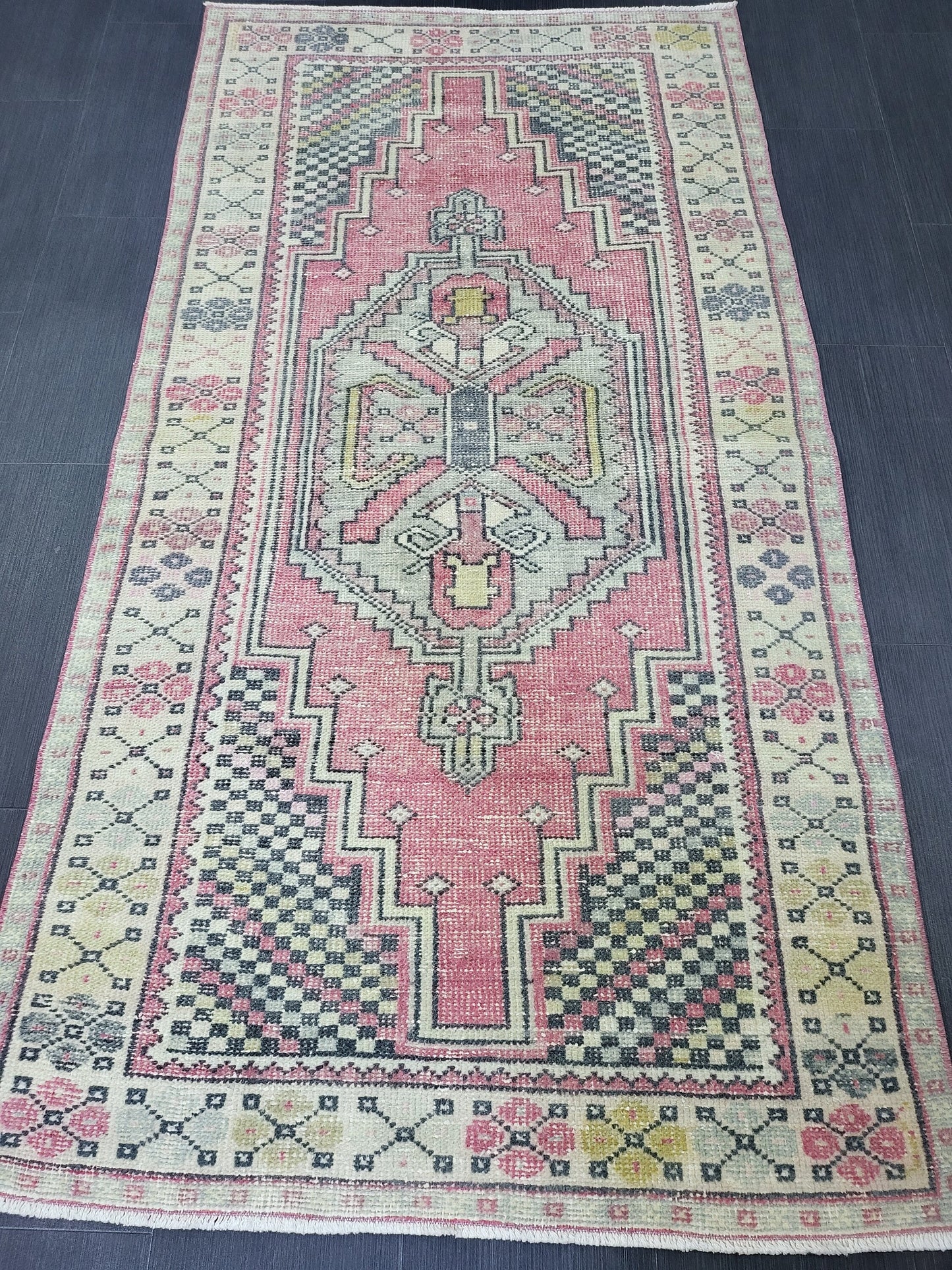 3.4 x 6.6 OUSHAK RUG, TURKISH Oushak Rug, Vintage Oushak Rug, Vintage Runner Rug, Wool Oushak Rug, Handmade Rugs, Vintage Turkish Rug