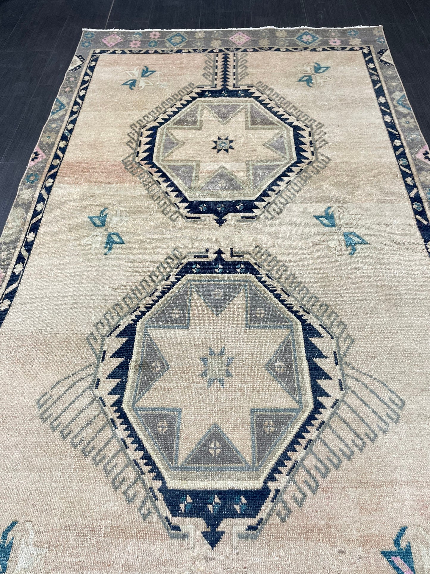 MUTED Turkish Runner Rug 4.5 x 11 Runner Antique Oushak Runner Faded Vintage Runner Rug Muted Vintage Turkish Muted Runner Rug