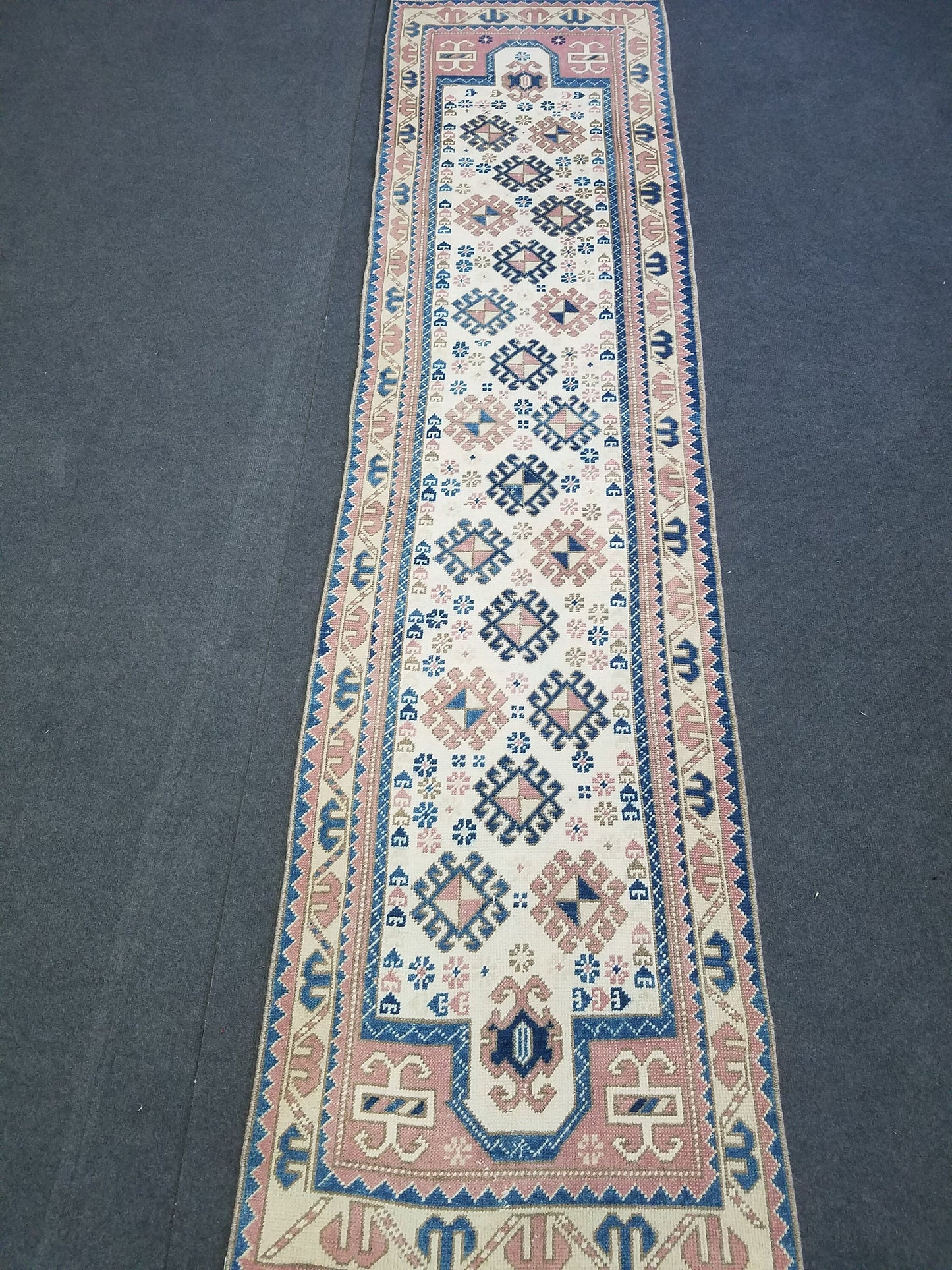 2.3 x 9 turkish runner rug - vintage runner rug, oushak handmade rug - kitchen rug