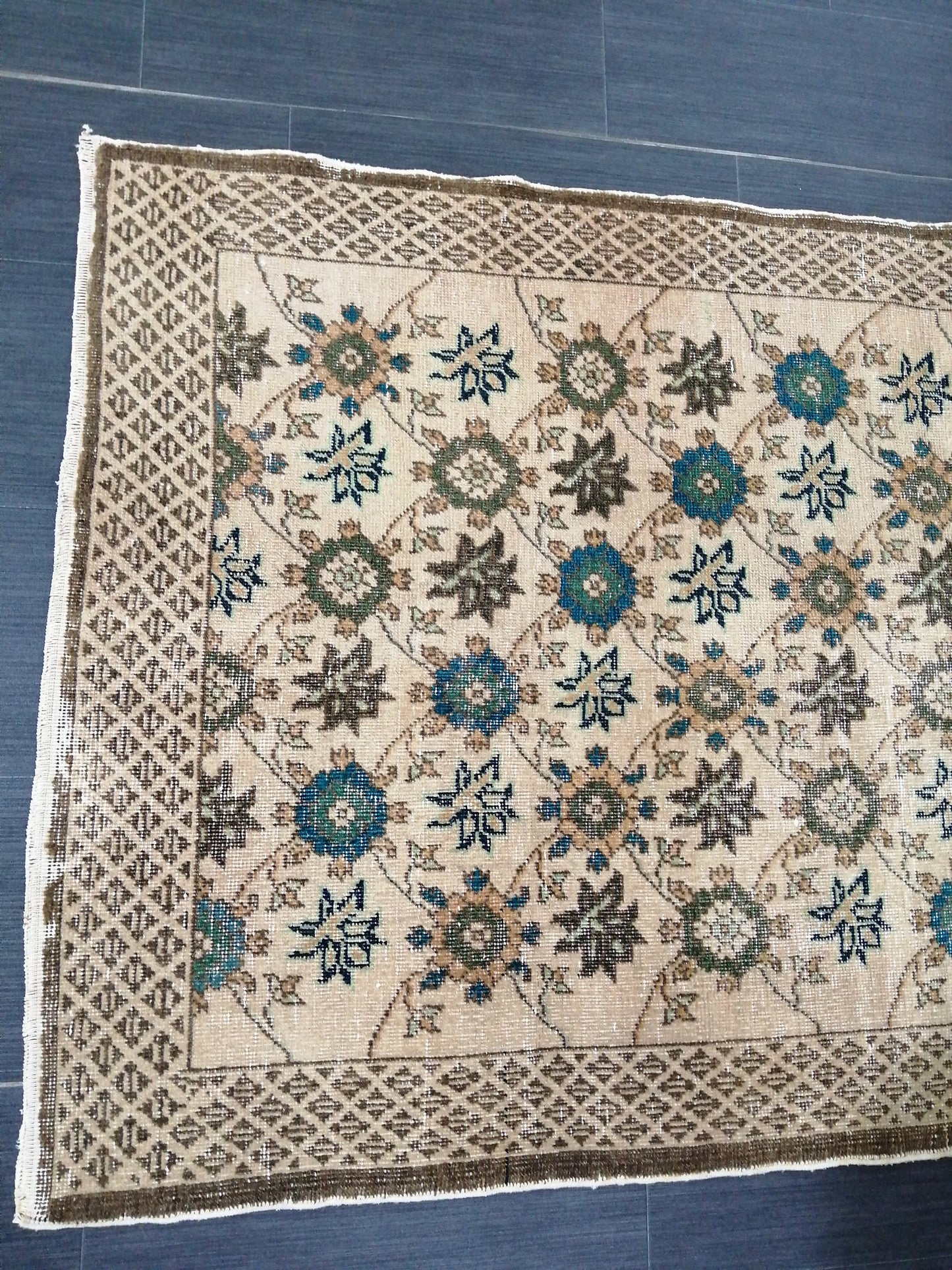 5.9 x 3.3 Floral OUSHAK RUG TURKISH Oushak Rug Vintage Oushak Runner Rug Vintage Runner Rug Wool Oushak Rug Hand Made Rugs Vintage Rug