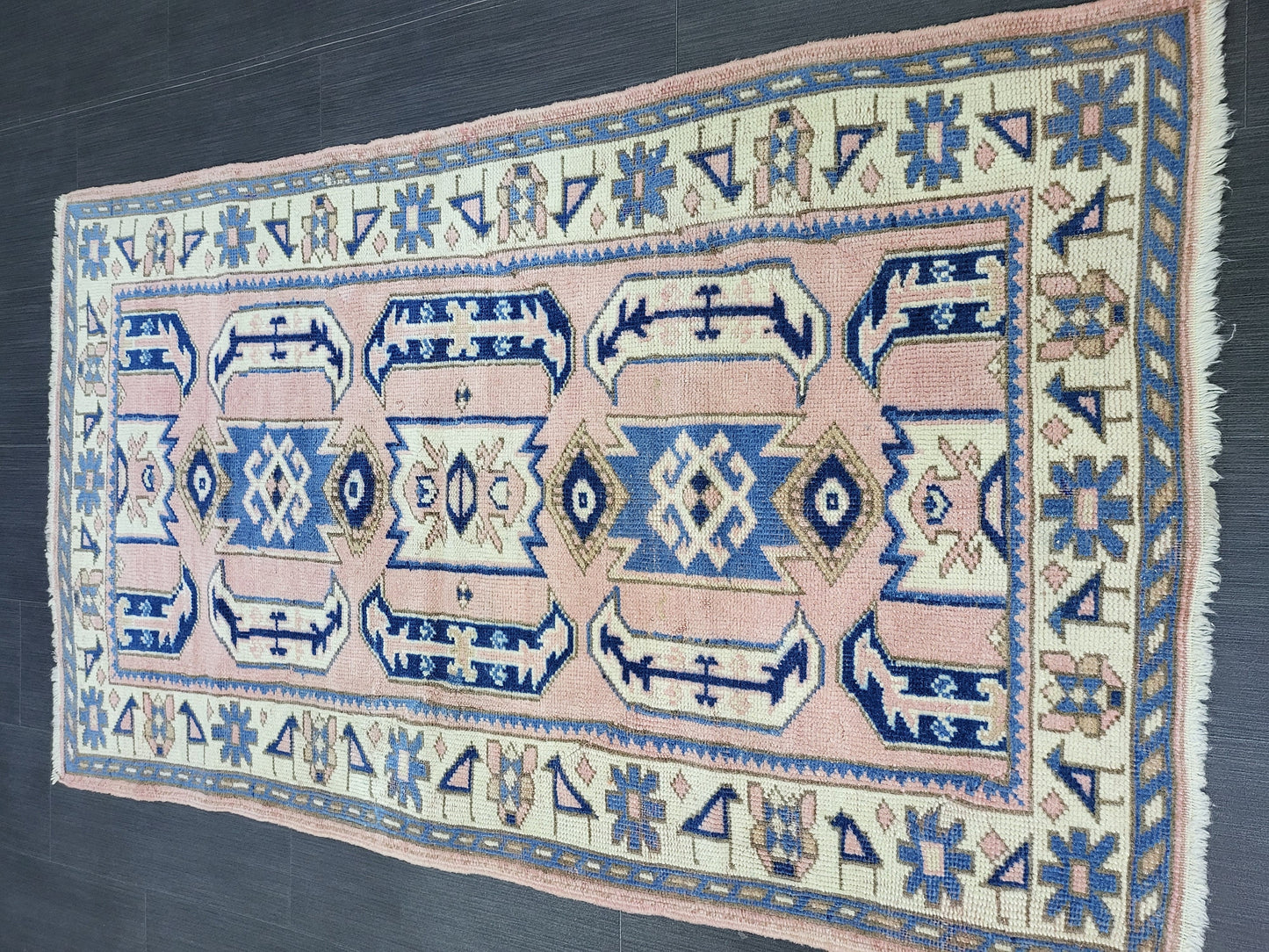 3x5 Vintage Rug, TURKISH HANDMADE Rug, Vintage Turkish Rug, Oushak Rug, Turkish Oushak Rug, Vintage Handknotted Rug, Wool Rug