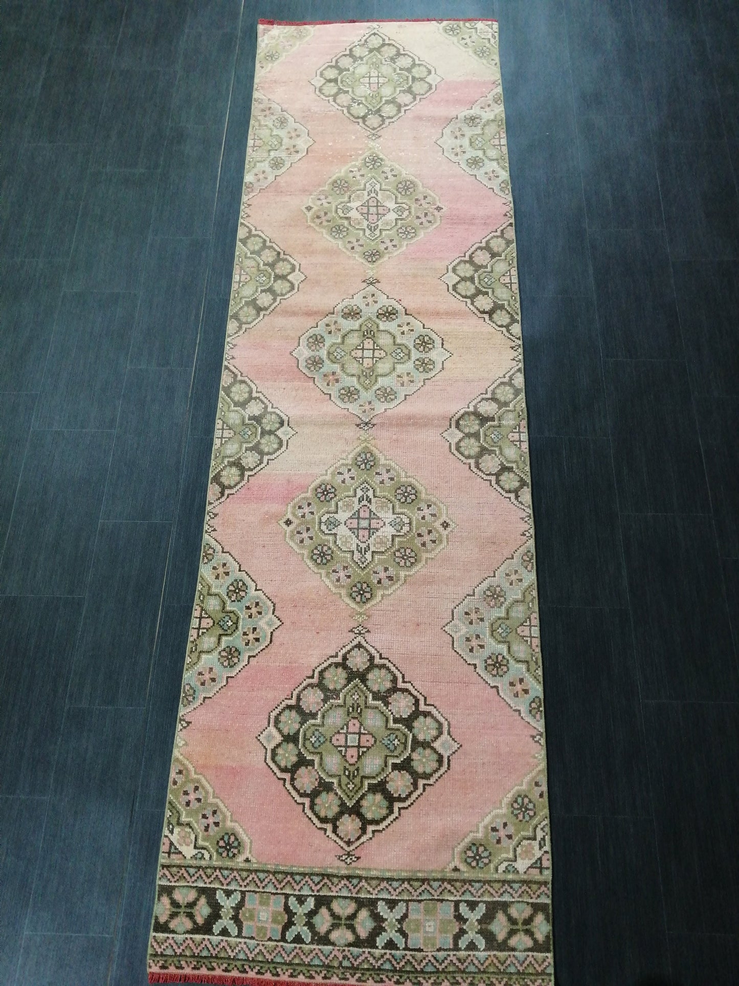 Vintage Oushak 10.2 x 2.9 Runner Rug Turkish Runner Rug Vintage Runner Rug Hallway Runner Rug Kitchen Runner Rug Wool Runner