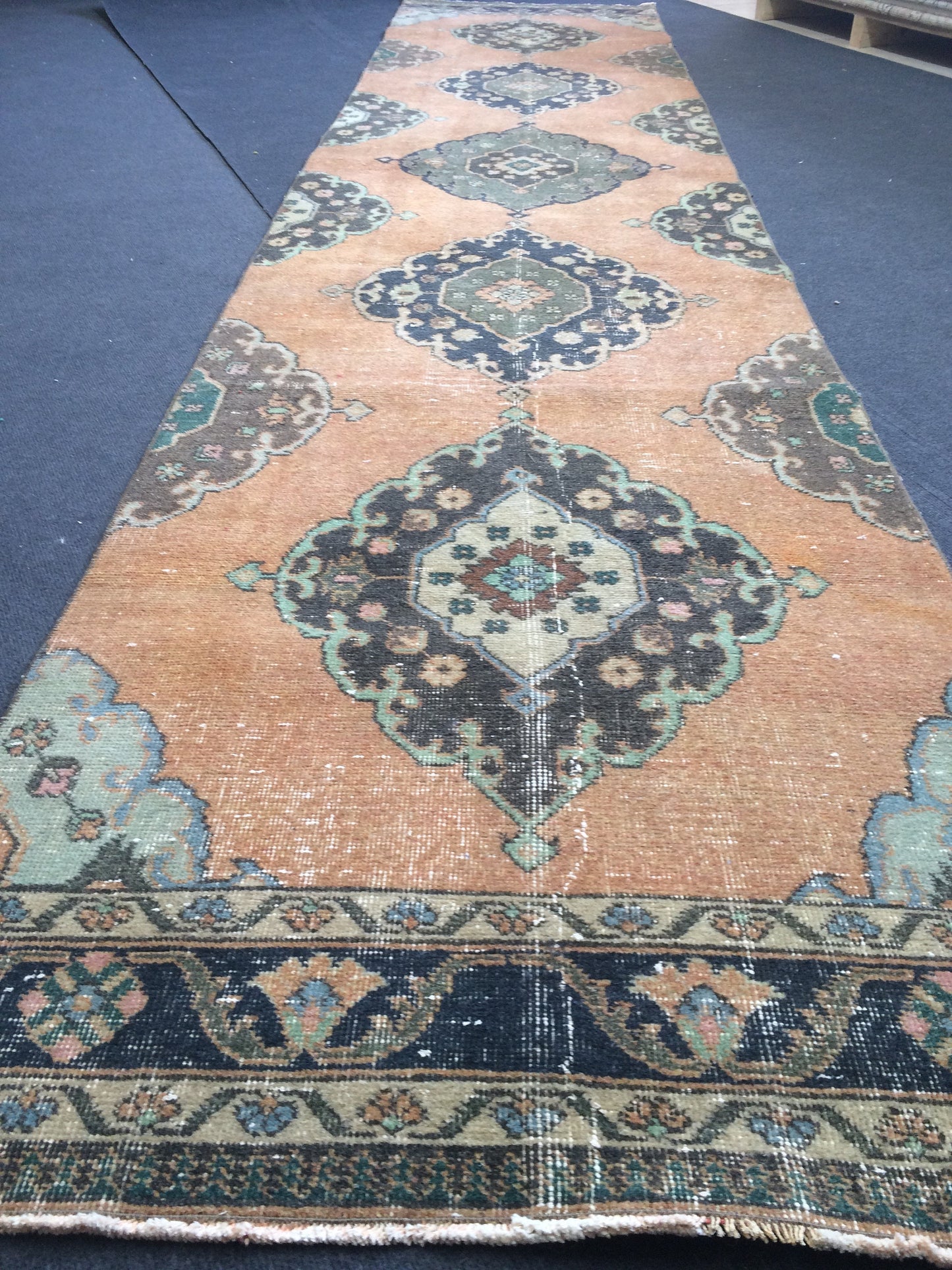 3 x 13.7 Turkish Runner Rug Oushak Runner Rug Vintage Runner Rug Hallway Runner Rug Kitchen Runner Rug Wool Runner Rug Wool Oushak Runner