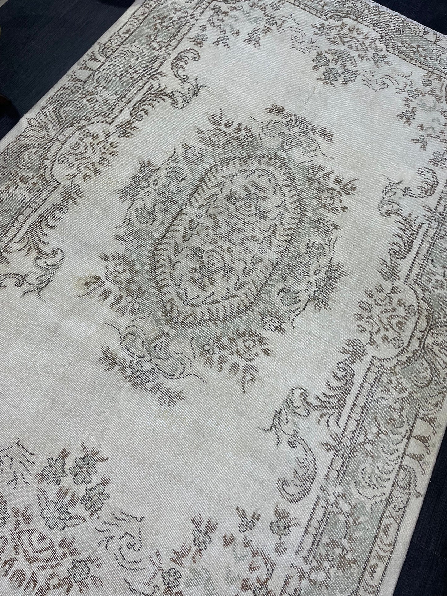 Large Area OUSHAK RUG, TURKISH 6.4 x 10 Rug, Muted Vintage Rug, Handmade Rug, Antique Hand Knotted Rug, Persian Rug, Muted Oriental rug