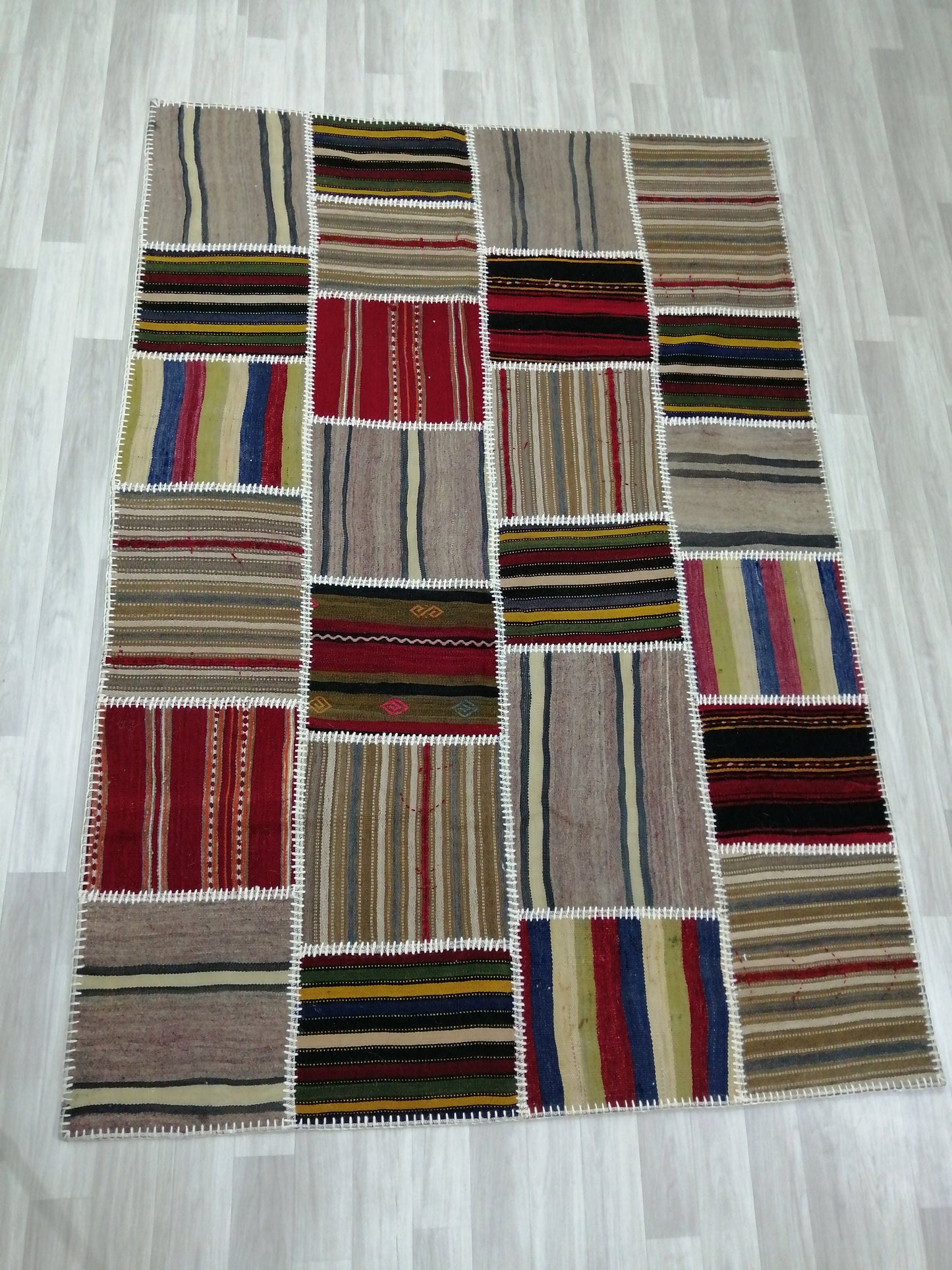 Hand Made Patchwork Rug, Oushak Rug, Rustic Rug, Bohemian Rug, Rug Runner, Turkish Rug, Farmhouse Rug, Vintage Rug, Wool rug