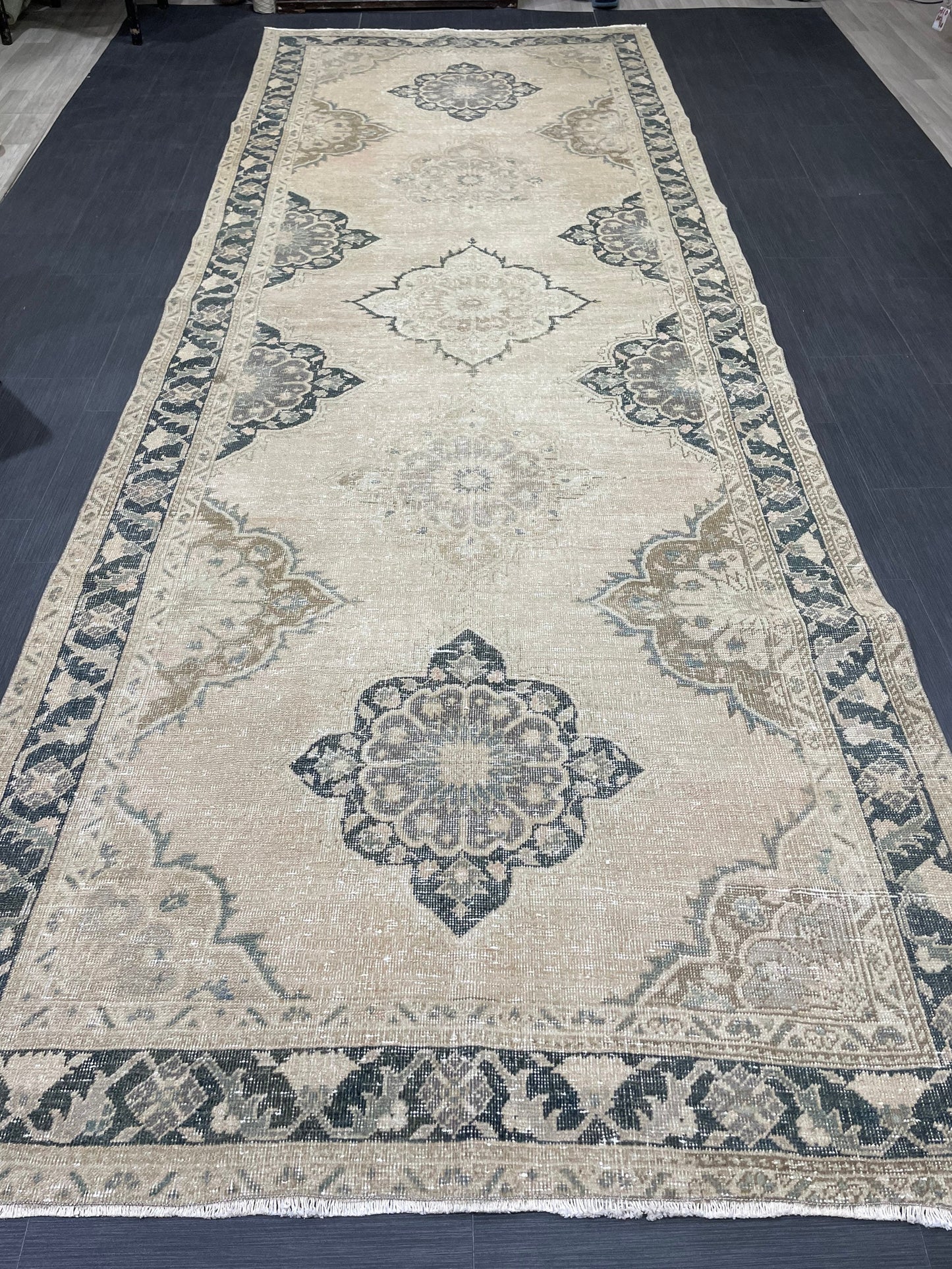 MUTED Turkish Runner Rug 5 x 13.5 Runner Antique Oushak Runner Faded Vintage Runner Rug Muted Vintage Muted Runner Rug Persian Runner