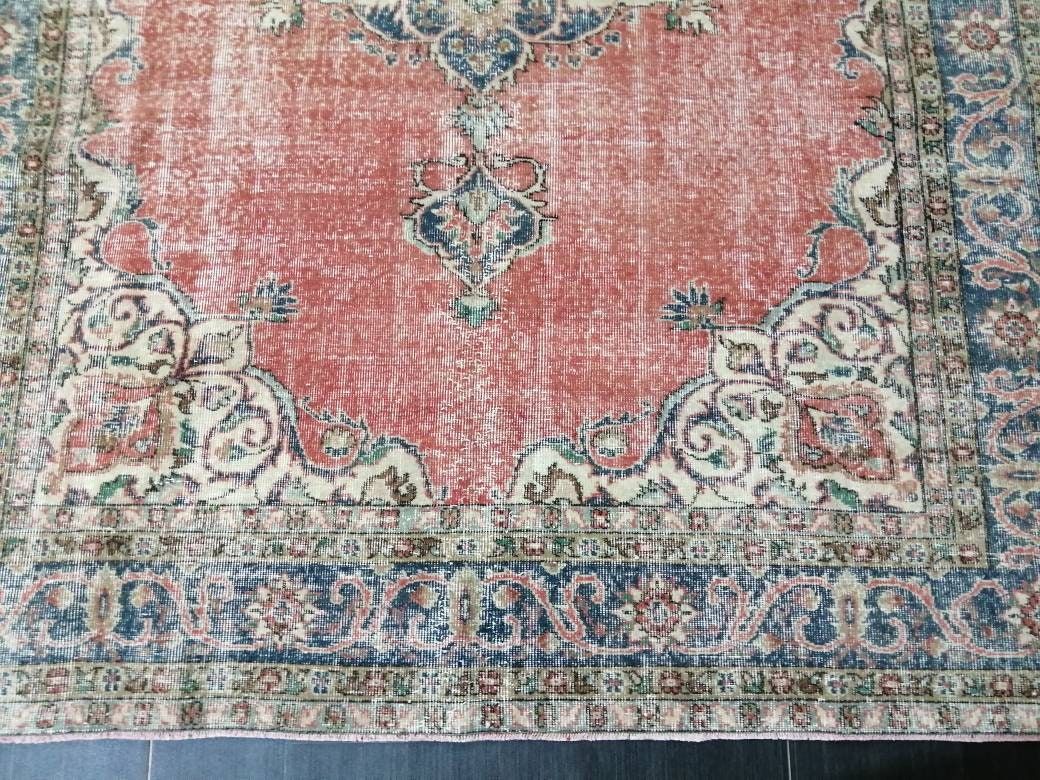 Vintage rug, Persian Rug, Antique 7 x 10. 3ft. Rug, turkish Rug, Pink Oushak rug, Ethnic Rug, Traditional Rug, wool Rug,Handmade Rug