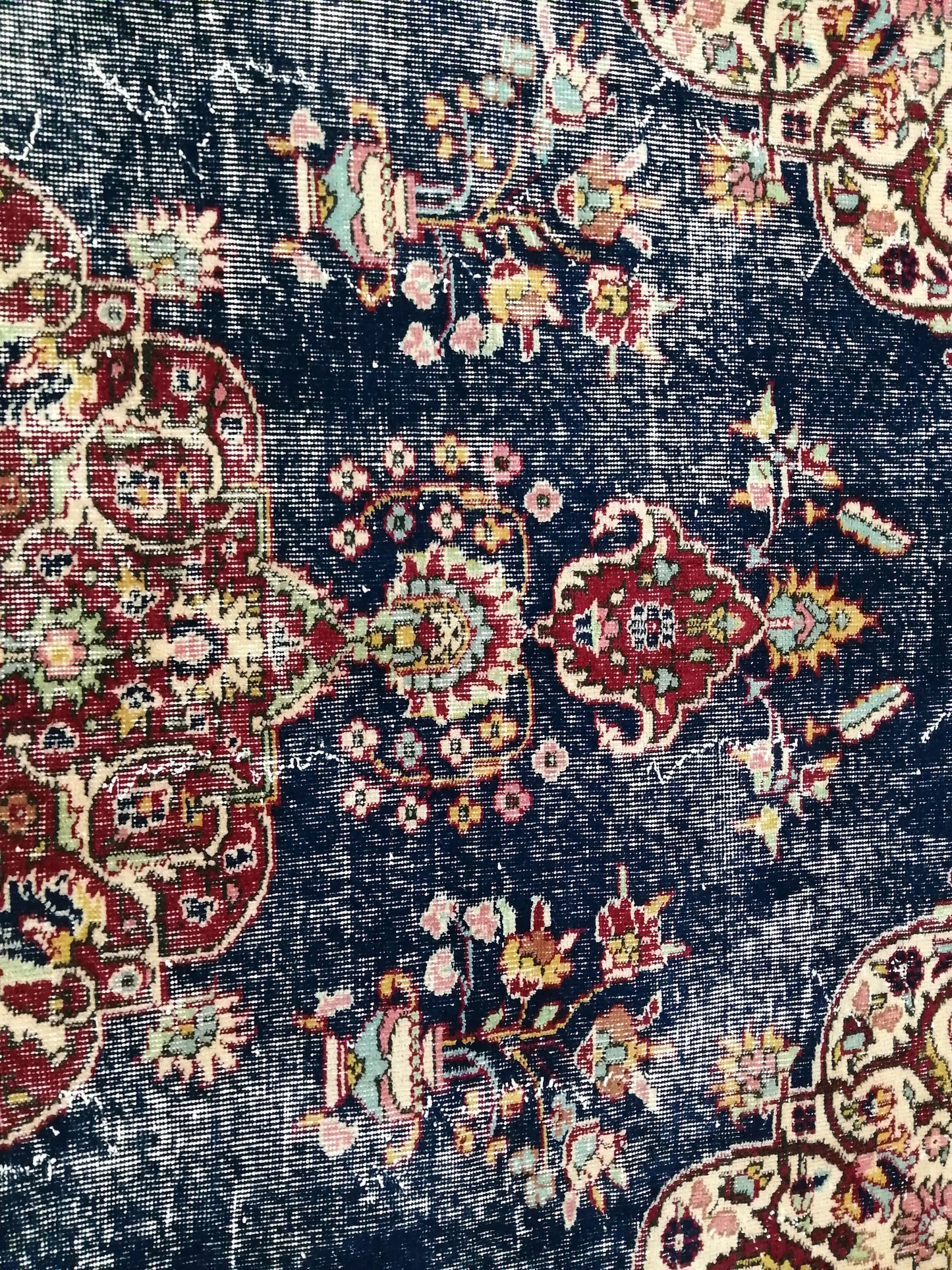 Blue Floral Rug Distressed Vintage Rug 9.9 x 6.9 Vintage Rug Wool Oushak Rug Hand Made Rugs Vintage Turkish Rug
