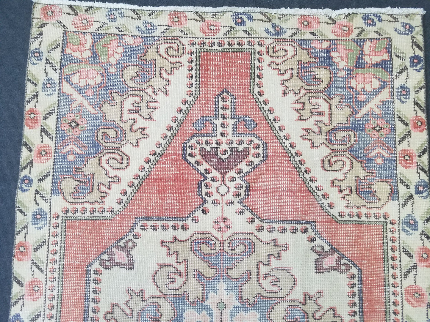Vintage wool rug, turkish handmade rug, boho floor rug, oriental hand knotted rug, are oushak rug, bohemian rug 4'2x7'2