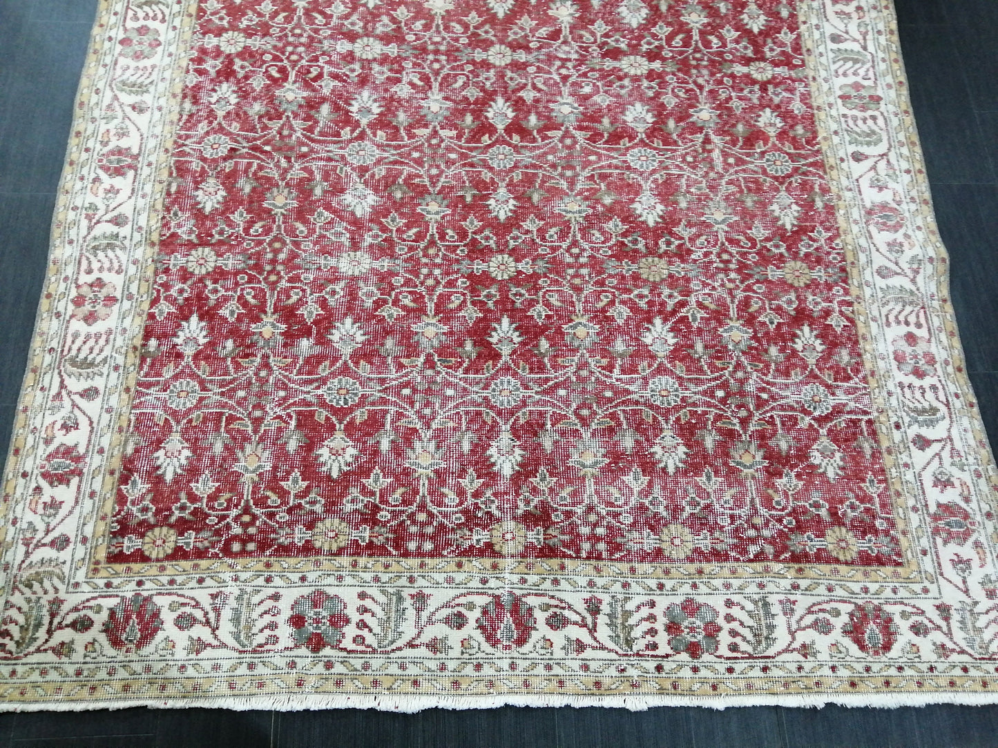 6.8 x 10 TURKISH HAND MADE Rugs Vintage Turkish Rugs Oushak Rug Traditional Rug, Oriental Oushak Rug, Vintage Floral Rug Red Wool Rug