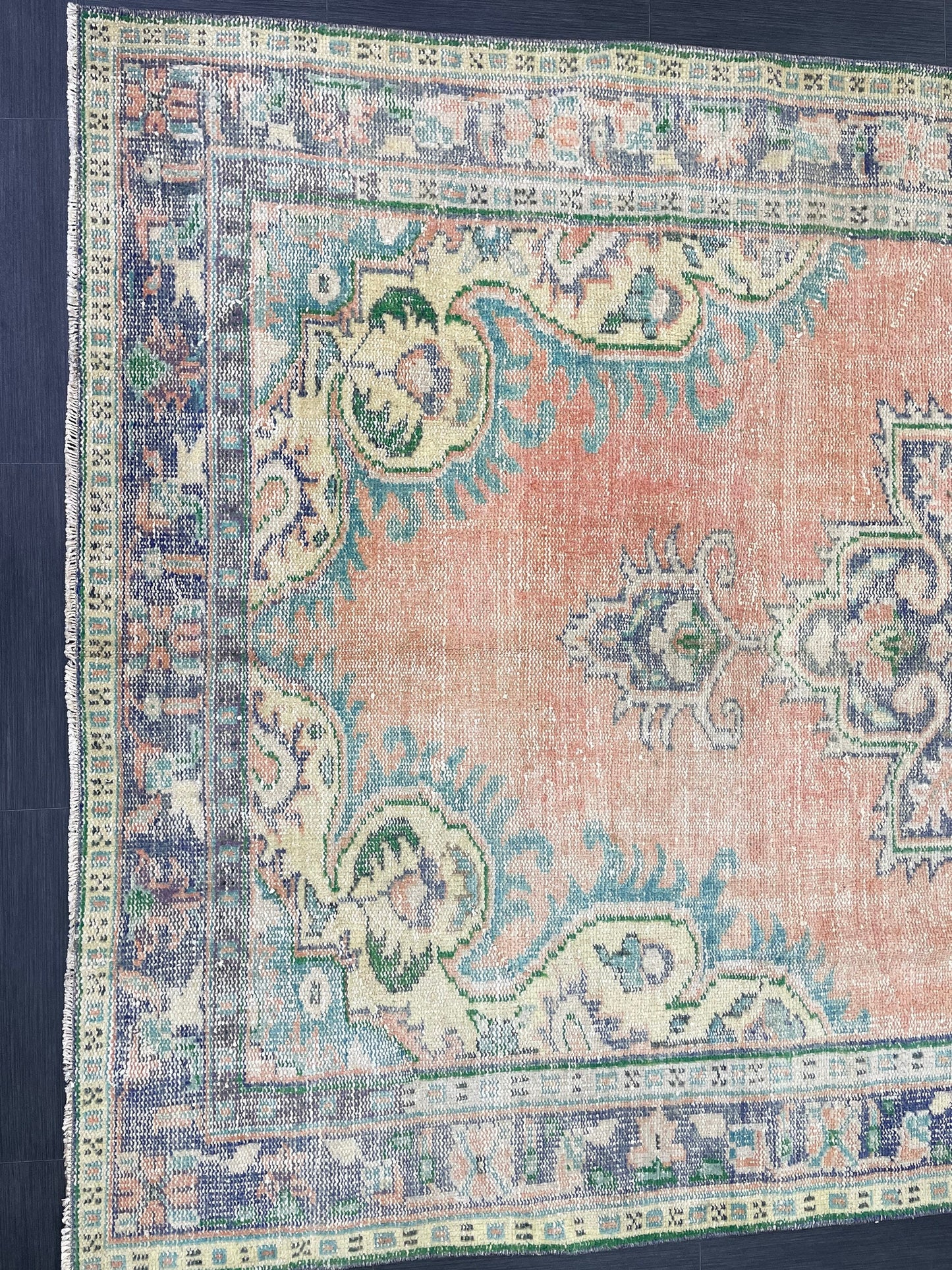 Large Vintage 6x10 RUG TURKISH Oushak Rug Muted Vintage Rug Distressed Vintage Rug Wool Oushak Rug Hand Made Rugs Vintage Turkish Rug