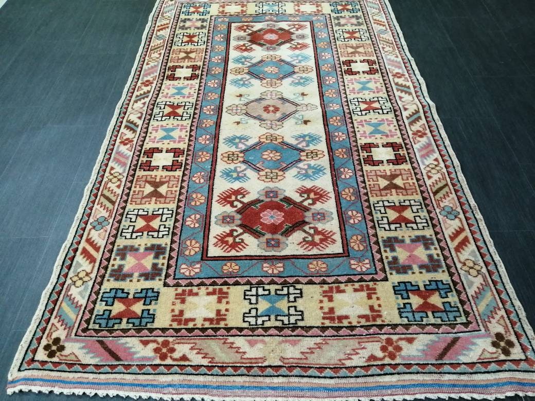 3.8x6.6 Rug Hand Made Rug, Oushak Rug, Soft wool Rug, Rug Fun Rug Turkish Rug, Farmhouse Rug, Vintage Wool Carpet Oriental Rug