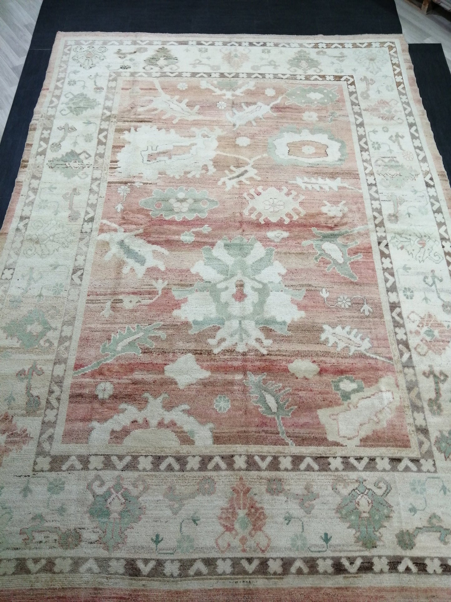Vintage Muted OUSHAK RUG,12.5 x 8.9 Oushak Rug, Vintage Oushak Rug Wool Oushak Rug Hand Made Rugs, AUTHENTIC Oushak Rug