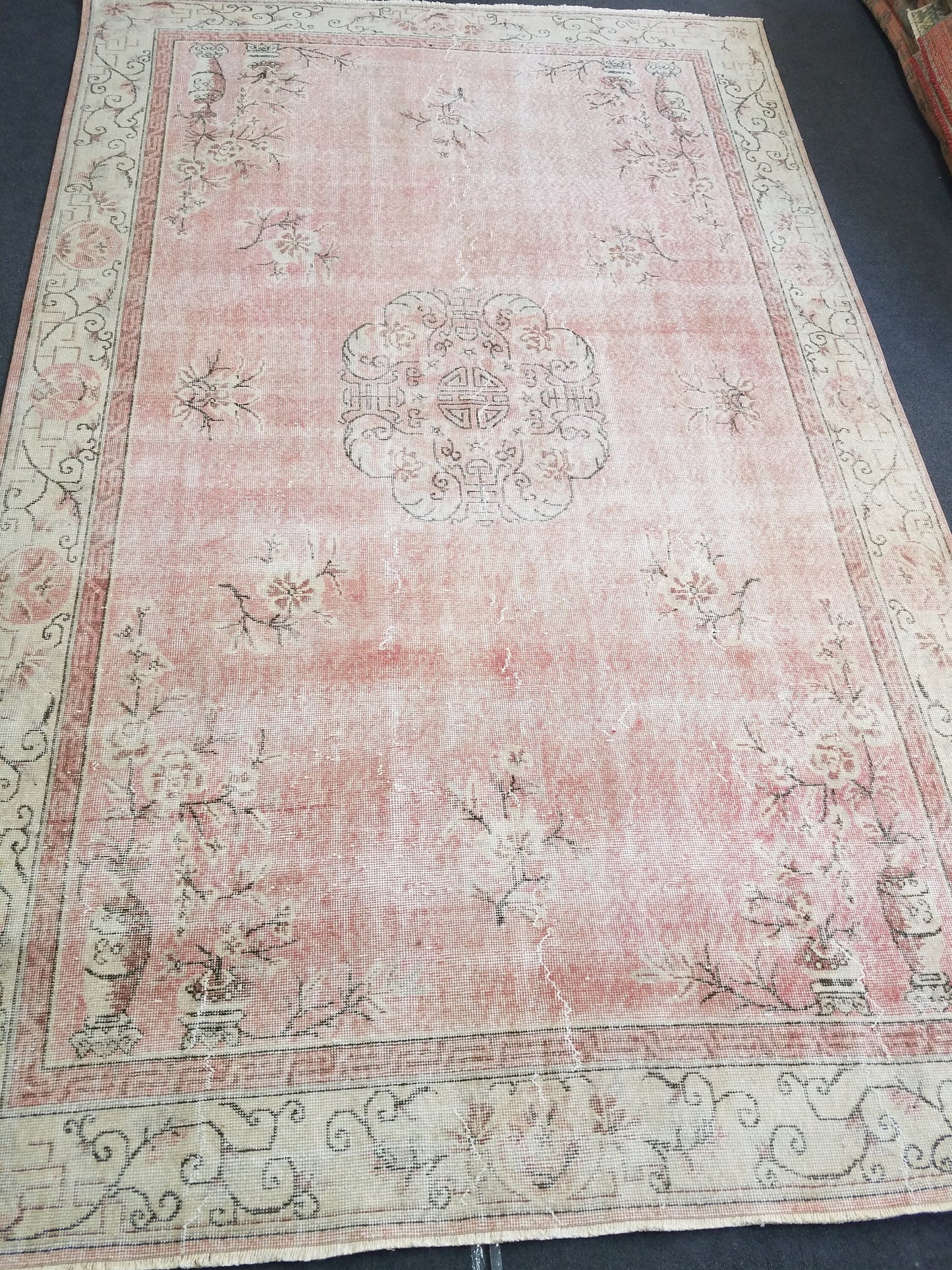 10'9x6'10 large oushak vintage rug,vintage oushak rug,large area rug