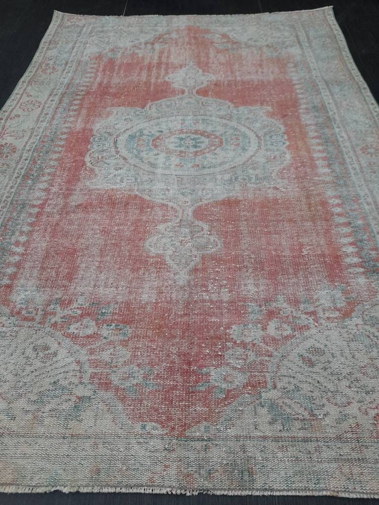 OUSHAK RUG TURKISH 6x9 Rug Vintage Rug Vintage Oriental Rug Wool Hand Knotted Rug Hand Made Rugs Antique Turkish Rug 6.2 x 9.1 Rug