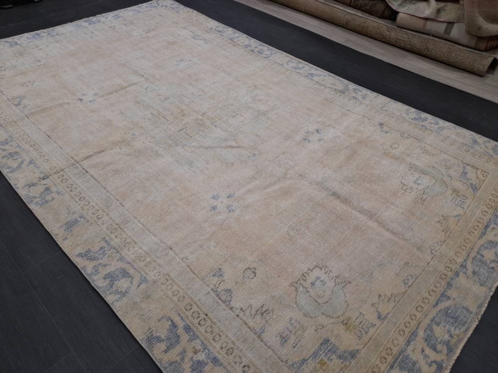 Muted Vintage Turkish Rug 6x10 Muted Vintage Persian Rug Muted Vintage Rug Distressed Muted Oushak Rug Hand Made Rugs Vintage Turkish Rug