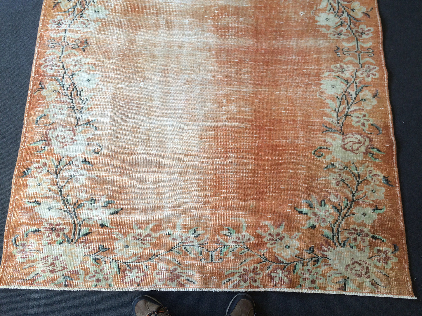 Vintage Rug Orange Oushak Rug Orange Area Rug, Oushak Wool Rug,Oushak Rug