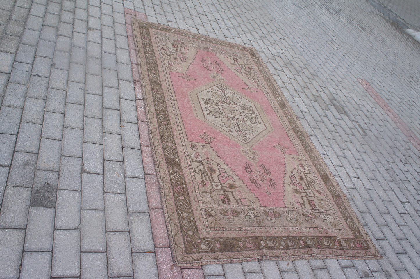 Pink Oushak Rug 4.3 x 7.3 Oushak Rugs Bohemian Turkish Area Rug Earth color Rugs Light Pink Rug All Soft Wool Rug Oriental Rug
