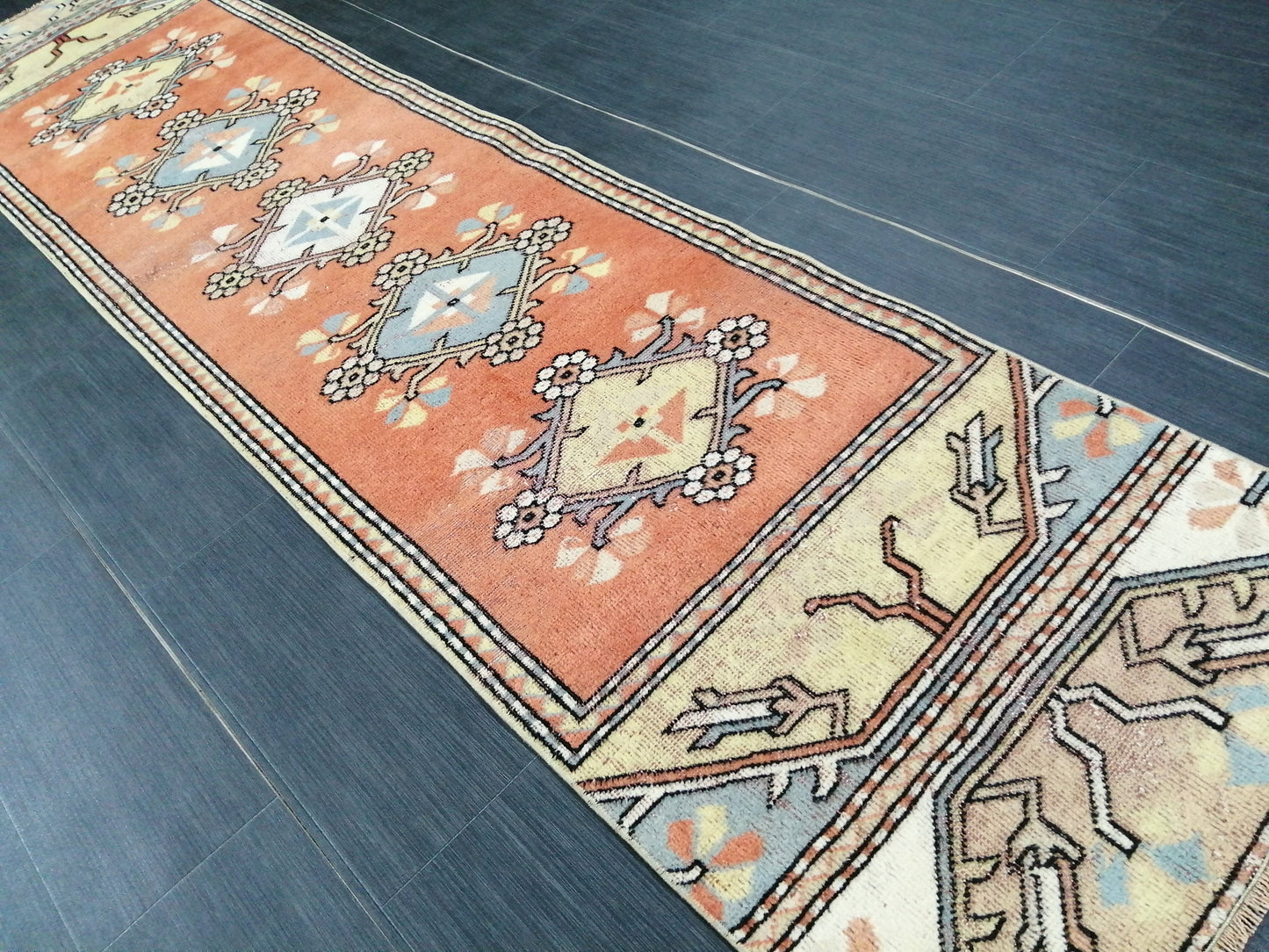 8.8 x 2 Vintage Runner Rug Hallway Runner Rug Kitchen Runner Rug Wool Runner Rug Wool Oushak Runner