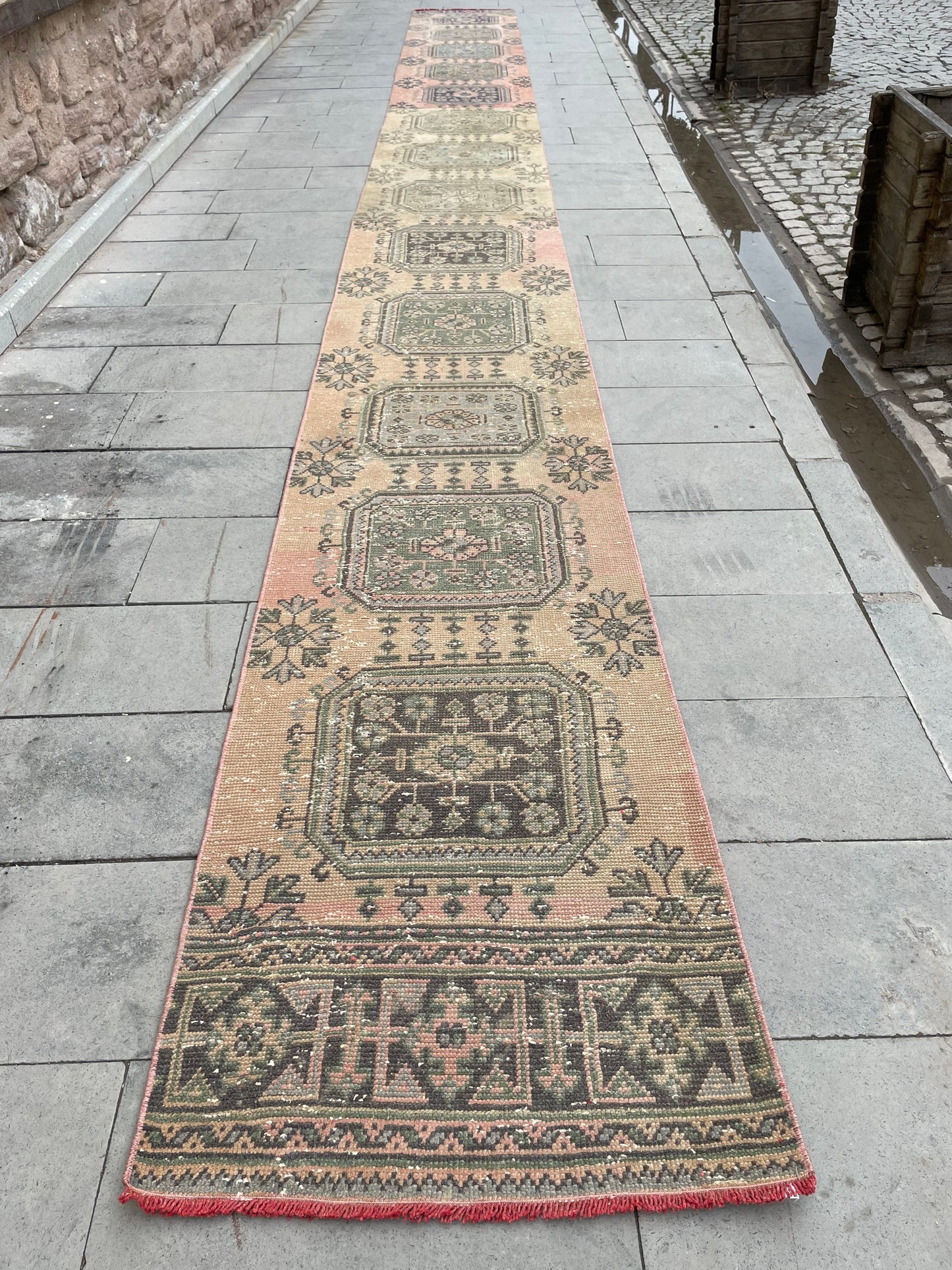 Muted Vintage Staircase Runner Rug 2.5 x 27 Extra Long TURKISH Runner Rug Vintage Runner Rug Distressed Runner Rug Runner Handmade Runner
