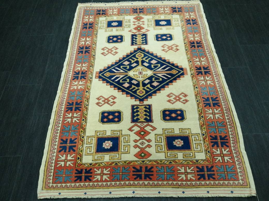 Vintage Rug 5.2 x 3.6 HAND MADE Rug Vintage Turkish Rugs Oushak Rug Hand Made Rug, Vintage Oushak Rug, Wool Rug