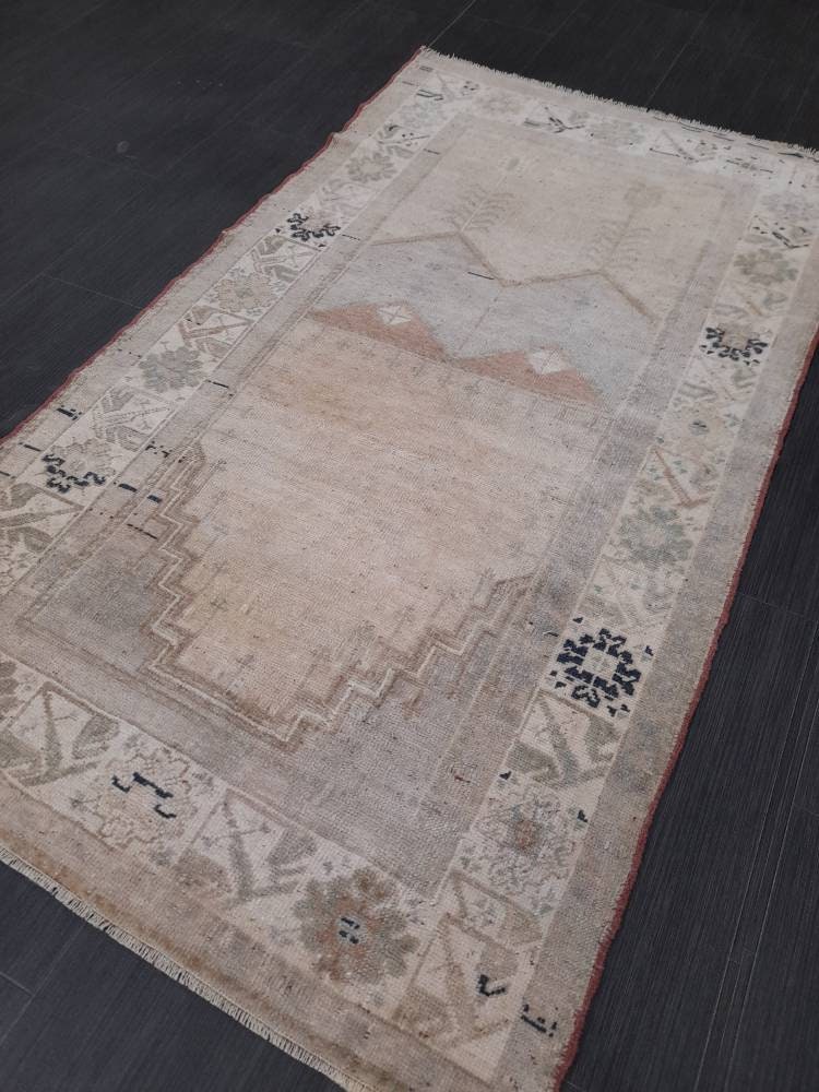Muted Vintage Floral Rug 2.8 x 5 VINTAGE Muted Rug Oushak Rug Wool OrientaRugs Hand Made Rug Persian Rug Vintage Turkish Rug Farmhouse Rug