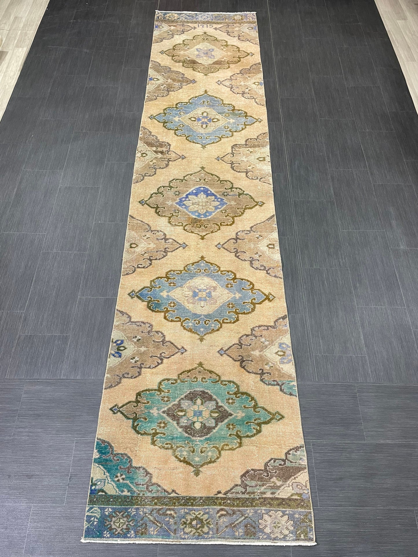 MUTED Hand Knotted Runner Antique Runner TURKISH Runner 2.8 x 12.8 Vintage Hallway Runner Rug Muted Runner Rug Kitchen Rug Runner