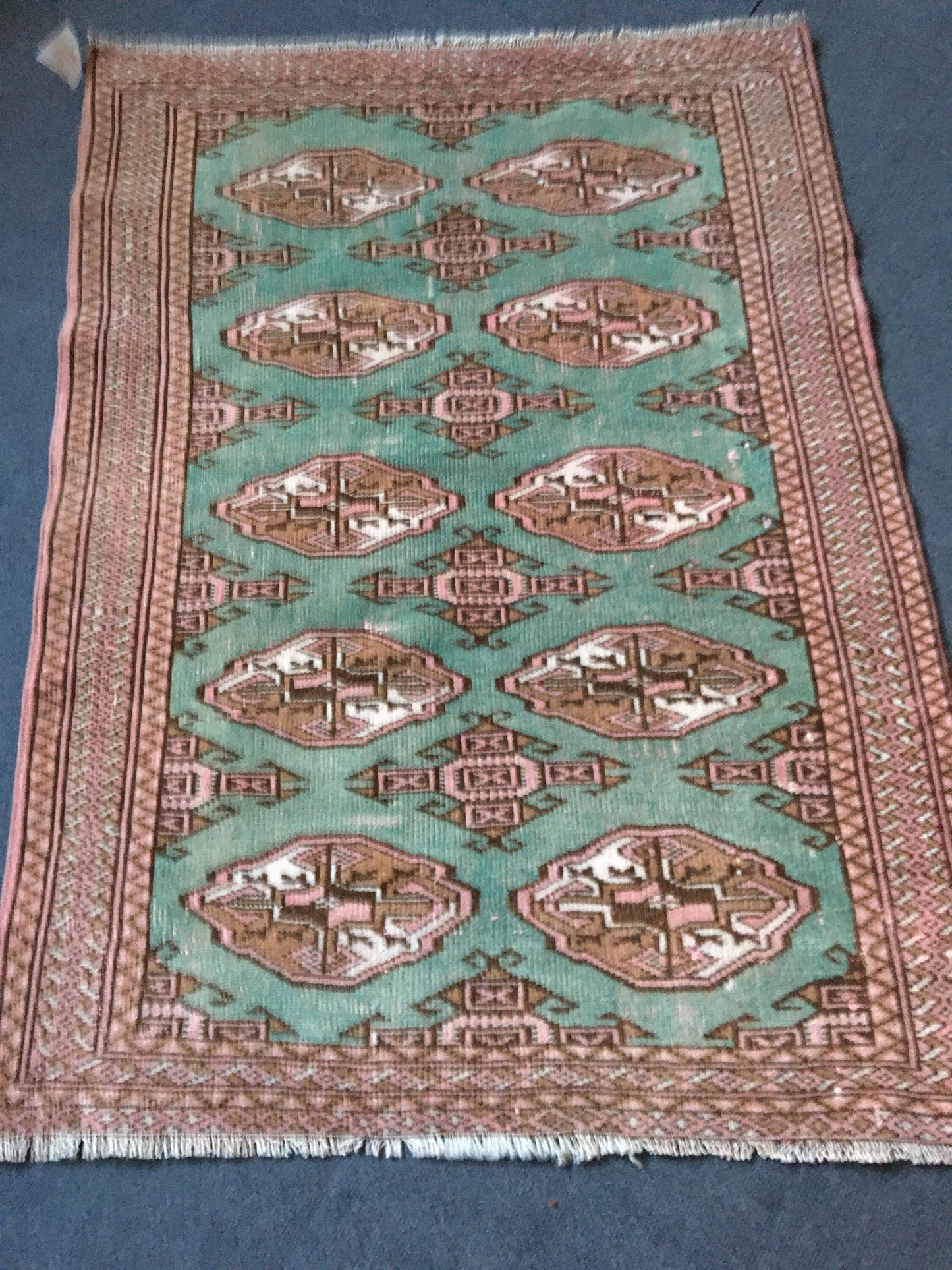 3x4 feet handmade teal persian rug - living room rug, wool rug, bedroom floor rug, bathroom rug