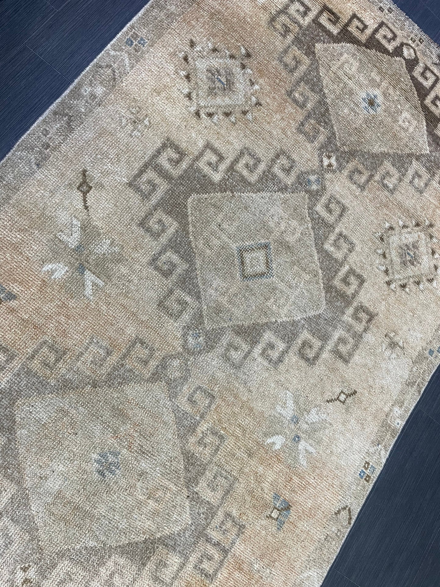 Muted Oushak Runner Rug, Muted Vintage 4.2 x 10.9 Runner Rug, Hallway Runner Rug, Kitchen Runner Rug Wool Runner Rug, Handmade Runner Rug