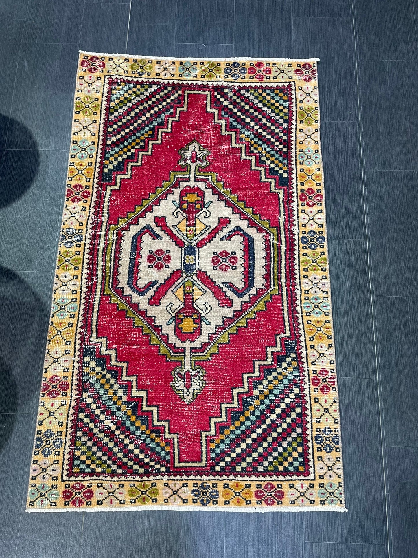 Vintage Oriental RUG, Oushak 3.3 x 5.7 Rug, Turkish Rug, Persian Rug, Vintage Rug, Fine Wool Turkish Rug, Muted Living room Rug
