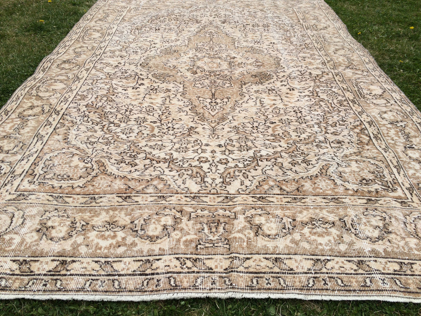 6.3 x 9.5 Vintage Oriental Large Area RUG, Turkish Rugs, Vintage Rug, Living Room Rug, Muted Persian Rug Muted Oushak Rug, Hand Knotted Rug