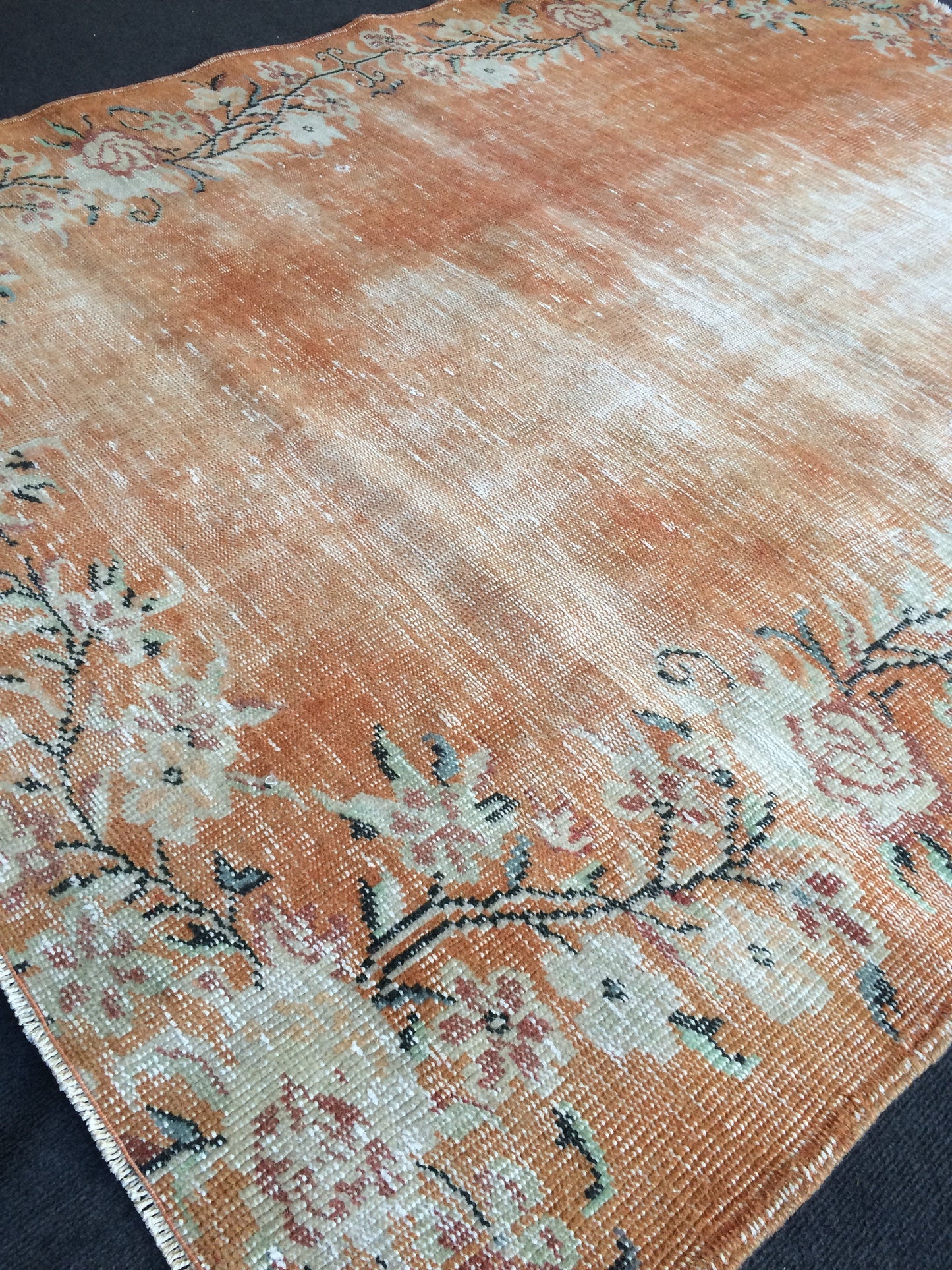 Vintage Rug Orange Oushak Rug Orange Area Rug, Oushak Wool Rug,Oushak Rug