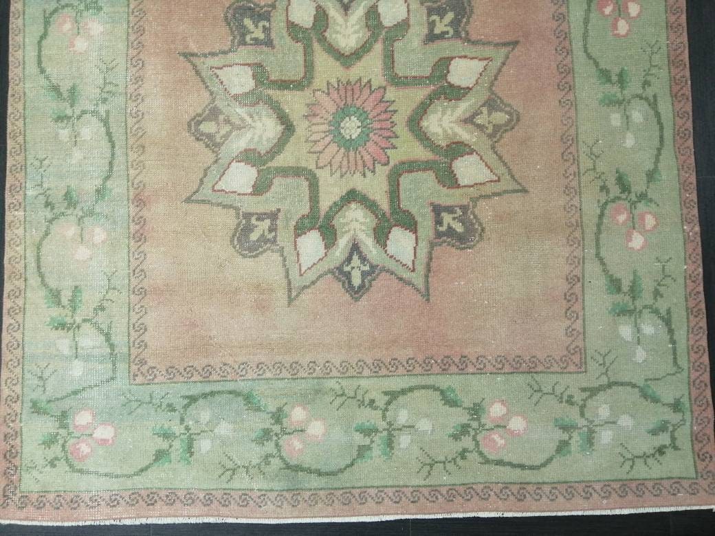 Wool Runner Rug Muted 4.5 x 10.6 Hand Made Runner Rug Turkish Runner Rug Vintage Runner Rug Hallway Runner Rug Wool Kitchen Runner Rug