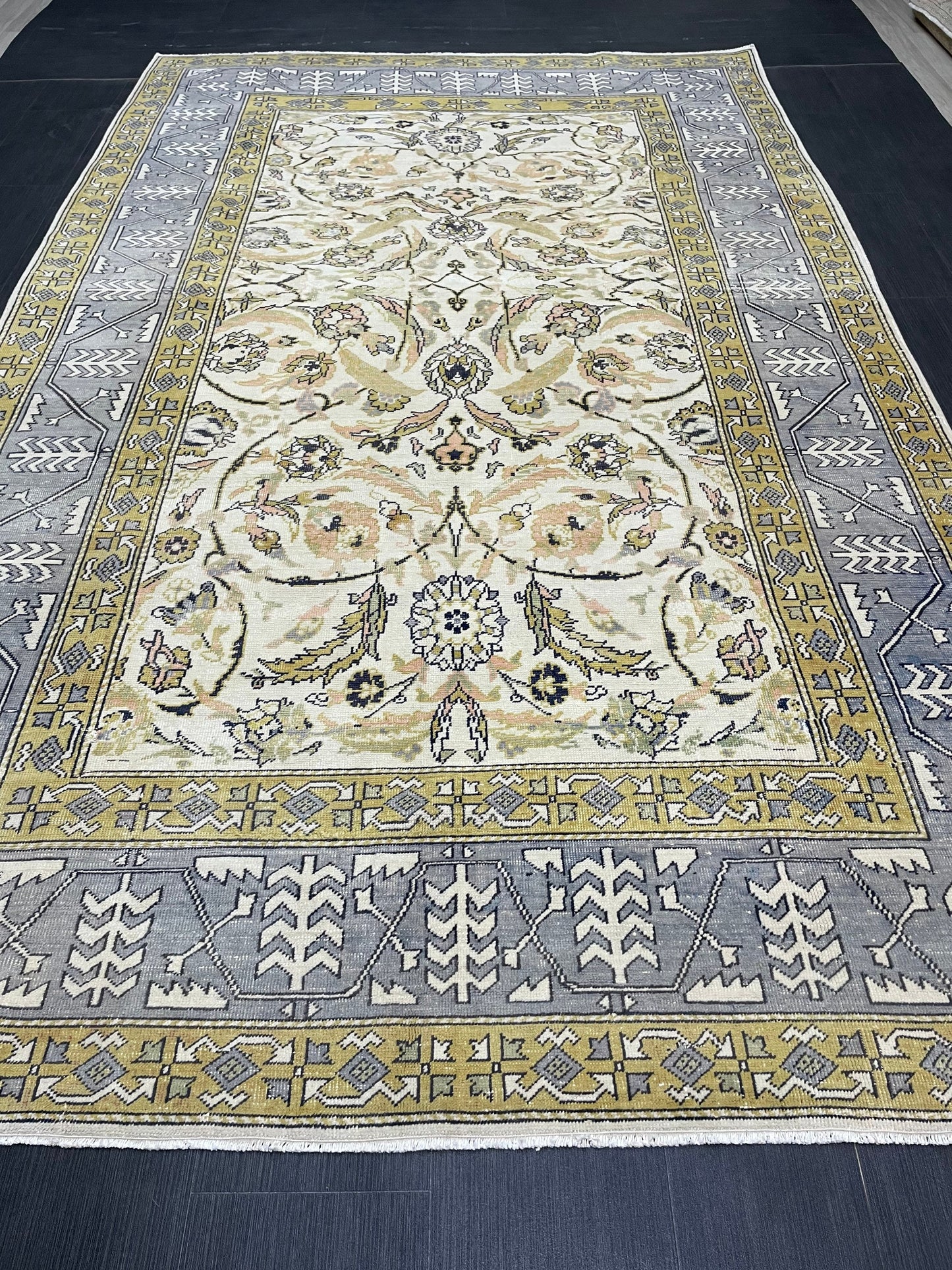 Large Fine Knotted RUG 6.3 x 10.5 Muted TURKISH Antique Rug Vintage Persian Rug Vintage Rug Wool Oushak Rug HandMade Rug Hand Knotted Rug