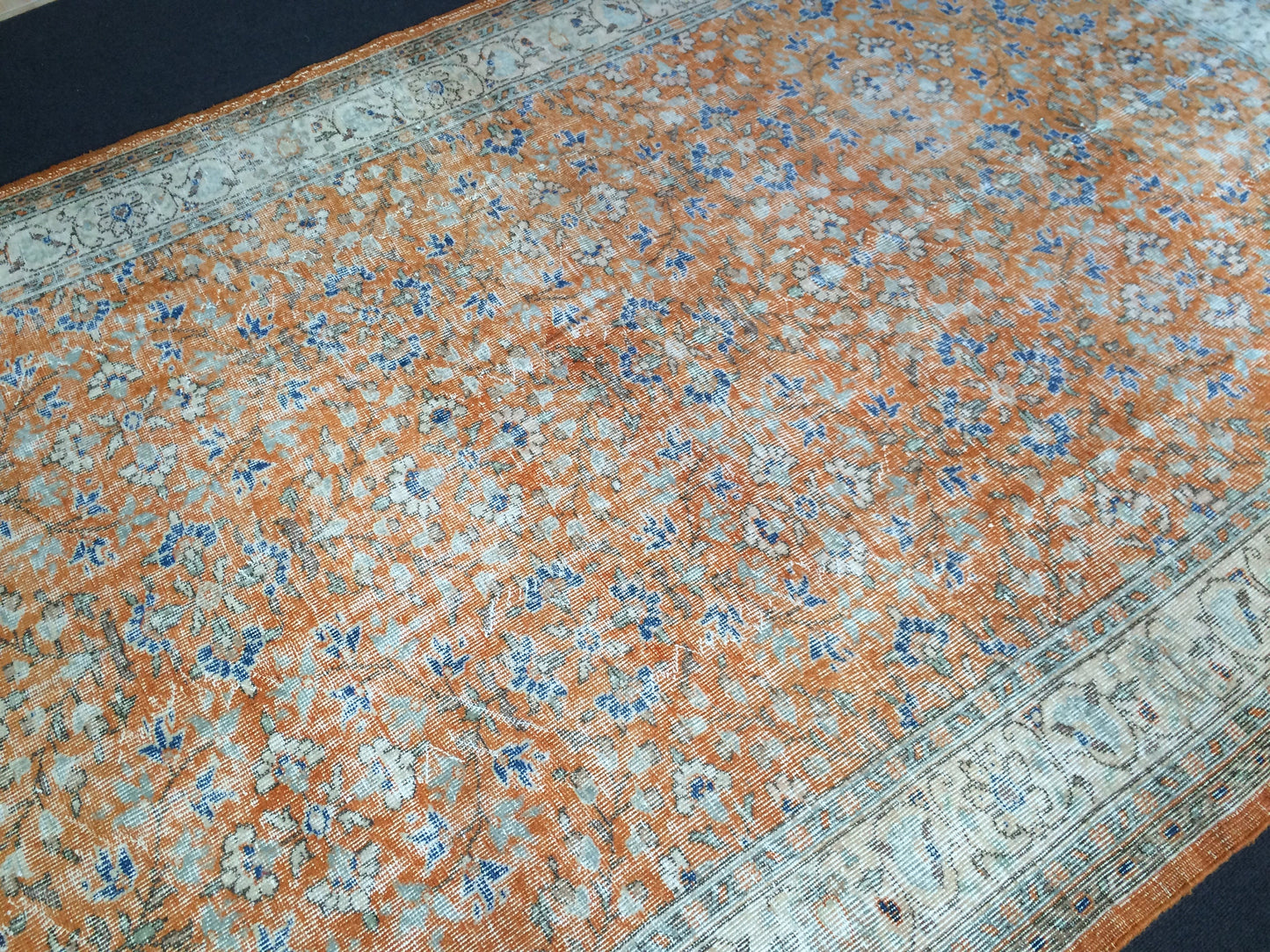 9.6 x 6.6 Burnt Orange Rug Vintage Rug Oushak Rug Turkish Rug Wool Rug Hand Made Rugs