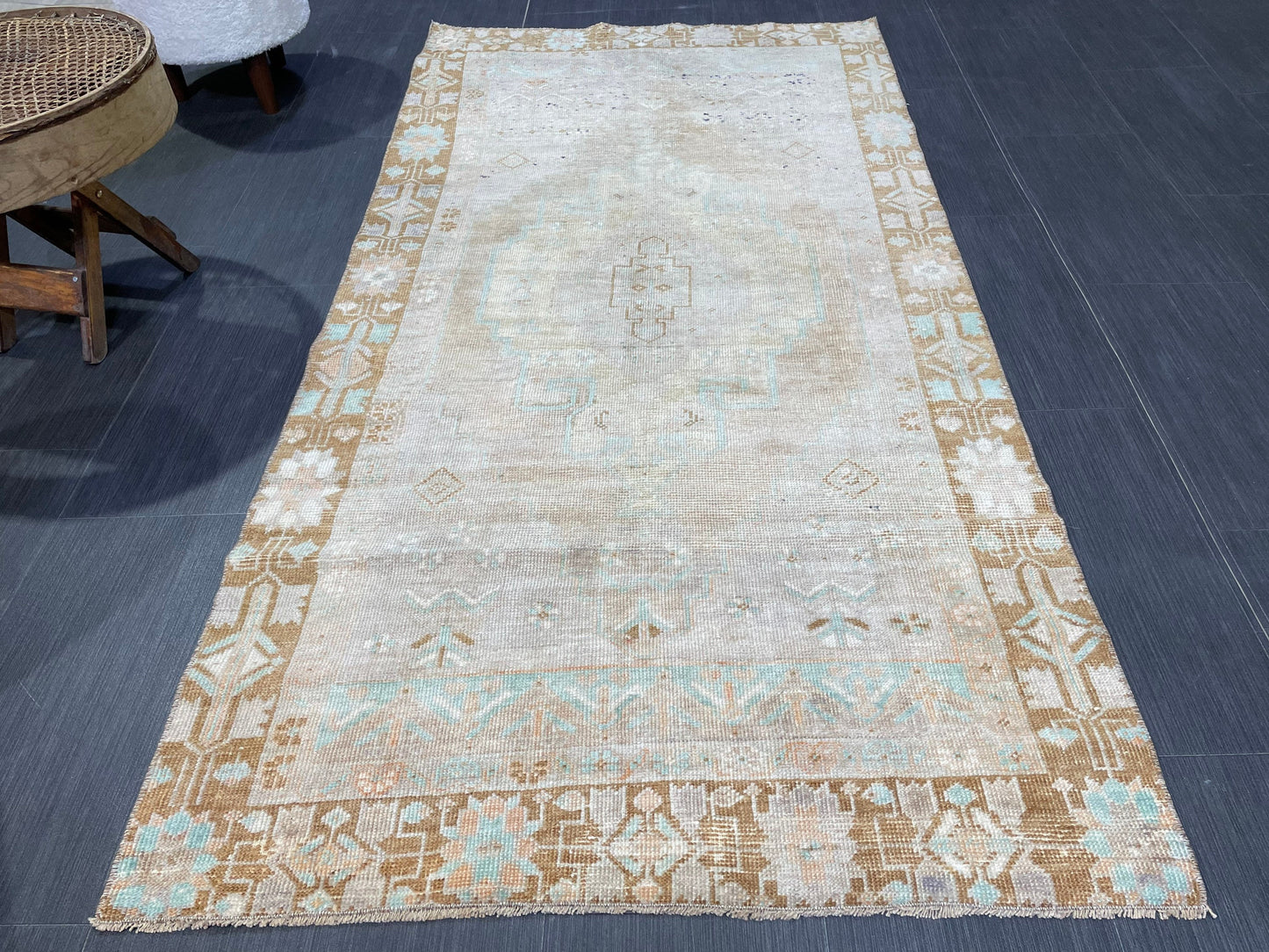 Muted Turkish Rugs,Oushak 3.4 x 6.7 Rug, Hand Knotted Rug, Wool Persian Rug,Handmade Rug,Turkish Rug, Farmhouse Rug, Vintage Rug, Floor Art