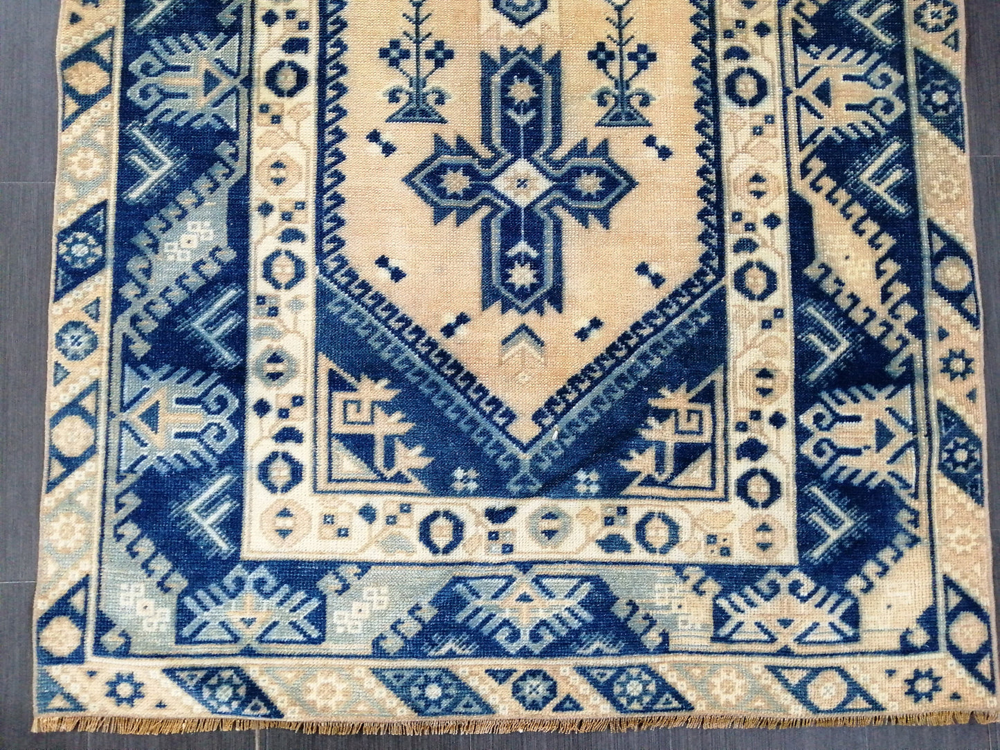 6.8 X 3.9 Rugs, Hand Made Rug, Oushak Rug, Rustic Rug, BLUE Rug, Rug Runner, Turkish Rug, Farmhouse Rug, Vintage Rug, Wool rug