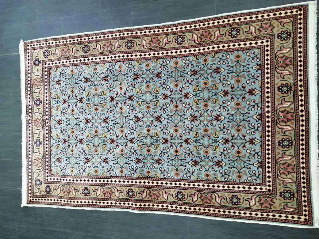 3.6 x 5.8 Blue Hand Made Rug, Oushak Rug, Rustic Rug, Bohemian Rug, Rug Runner, Turkish Rug, Farmhouse Rug, Vintage Rug, Wool rug