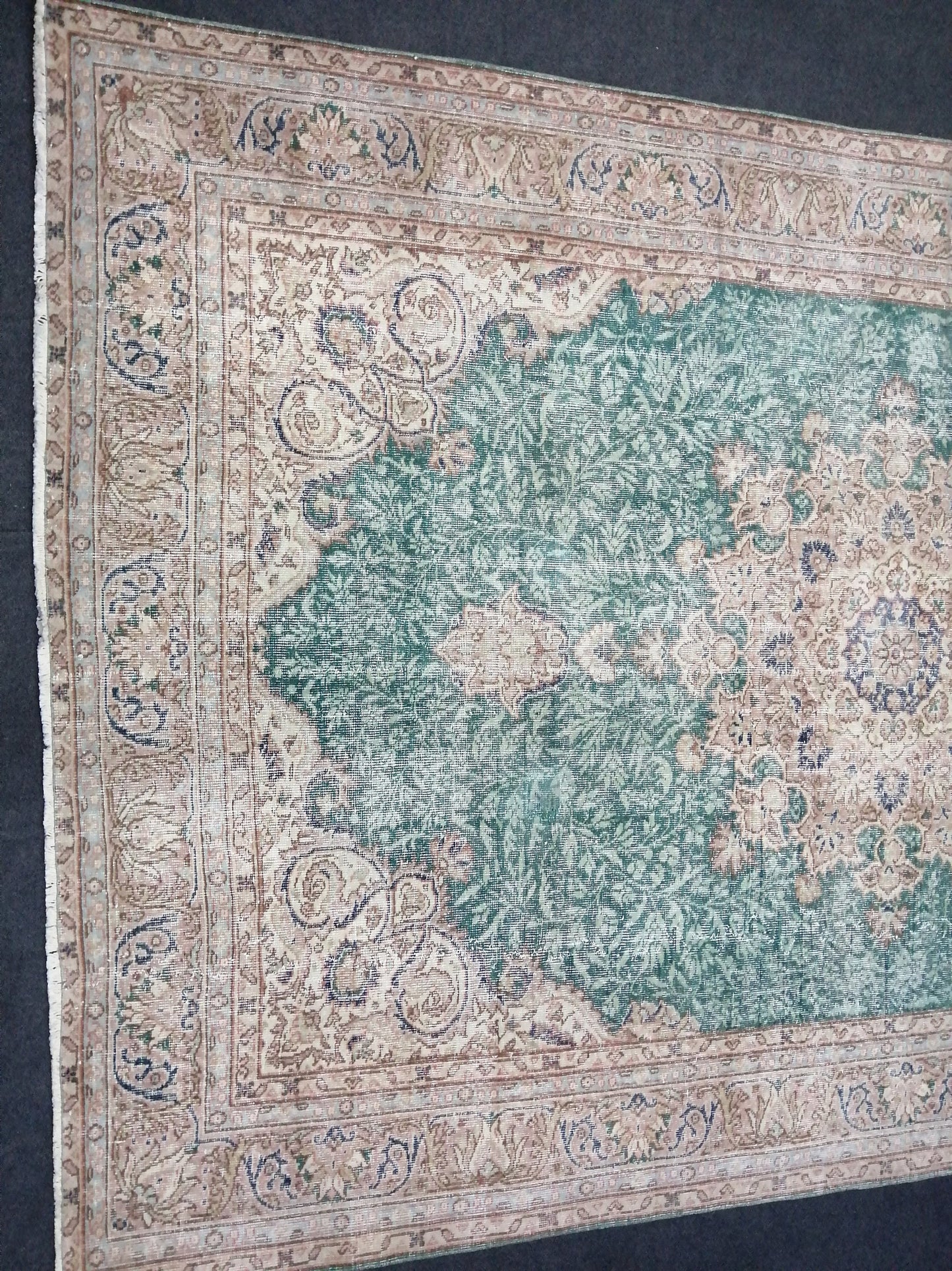 7 x 10.4 OUSHAK RUG Green TURKISH Oushak Rug Vintage Oushak Runner Rug Vintage Runner Rug Wool Oushak Rug Hand Made Rugs Vintage Turkish Rug