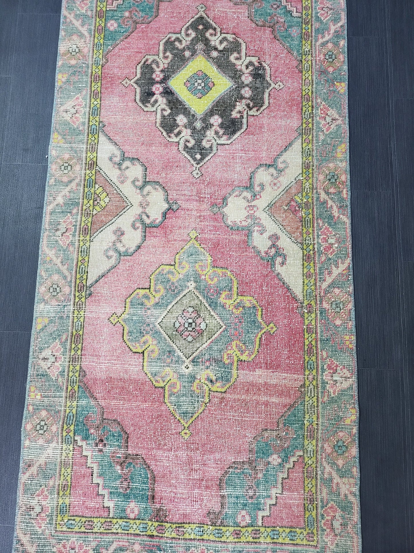 Vintage Rug, TURKISH 3 x 6.2 HANDMADE Rug, Vintage Turkish Rug, Oushak Rug, Turkish Oushak Rug, Vintage Handknotted Rug, Wool Rug