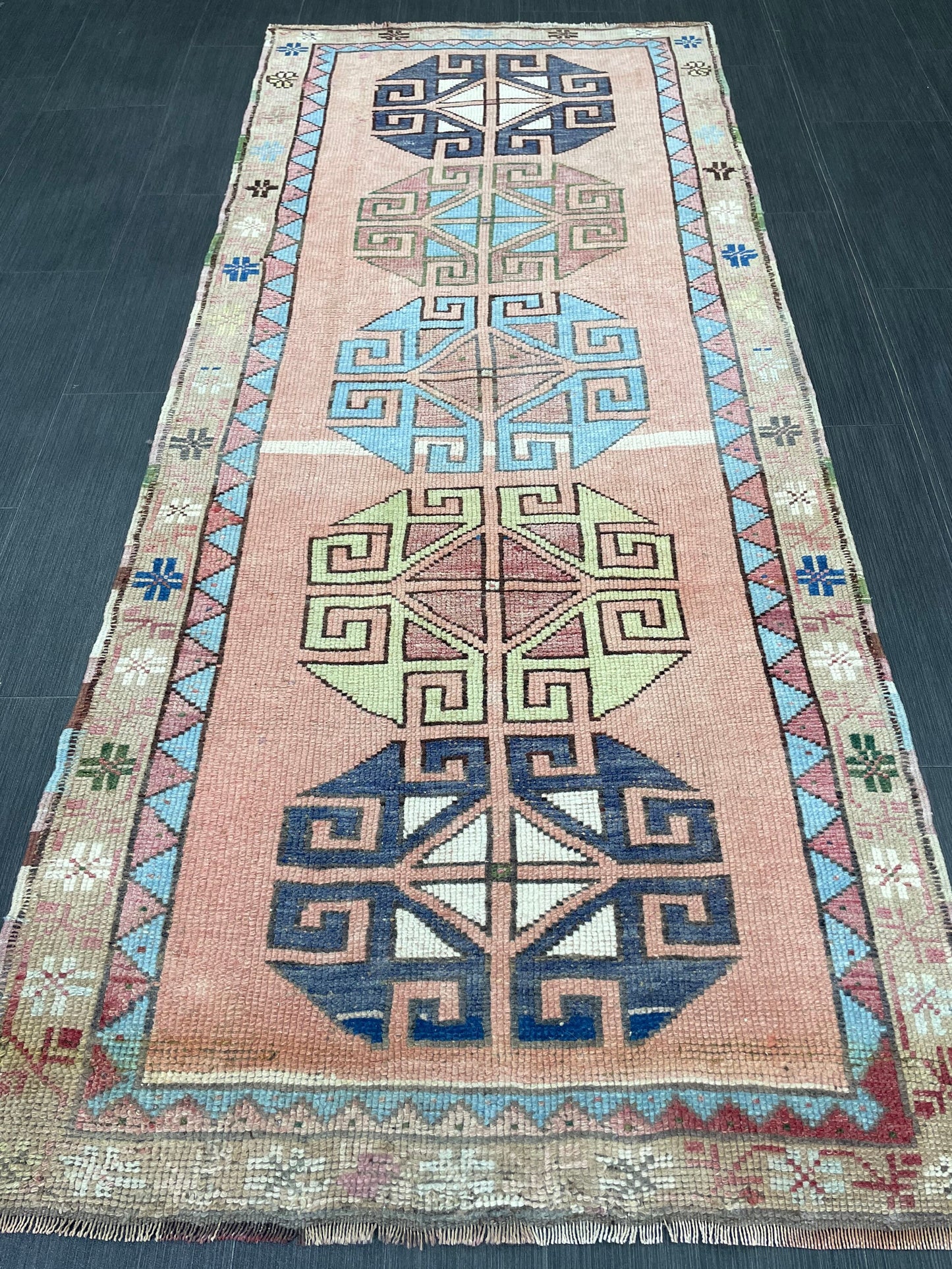 Muted Vintage Runner Rug 2.9 x 6.8 Turkish Runner Rug Vintage Muted Runner Rug Hallway Runner Soft Wool Runner