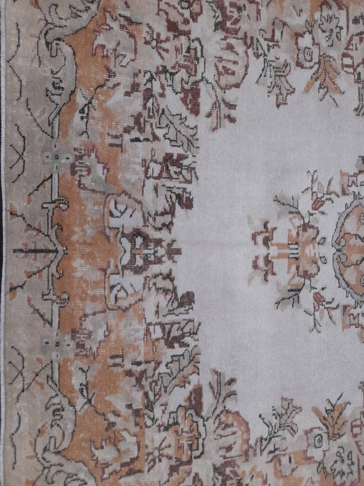 Muted Turkish Vintage Hand Made Rug 6.5 x 10 Oushak Rug, Rustic Rug, Muted Rug, Vintage Turkish Rug, Farmhouse Rug, Vintage Rug, Wool rug