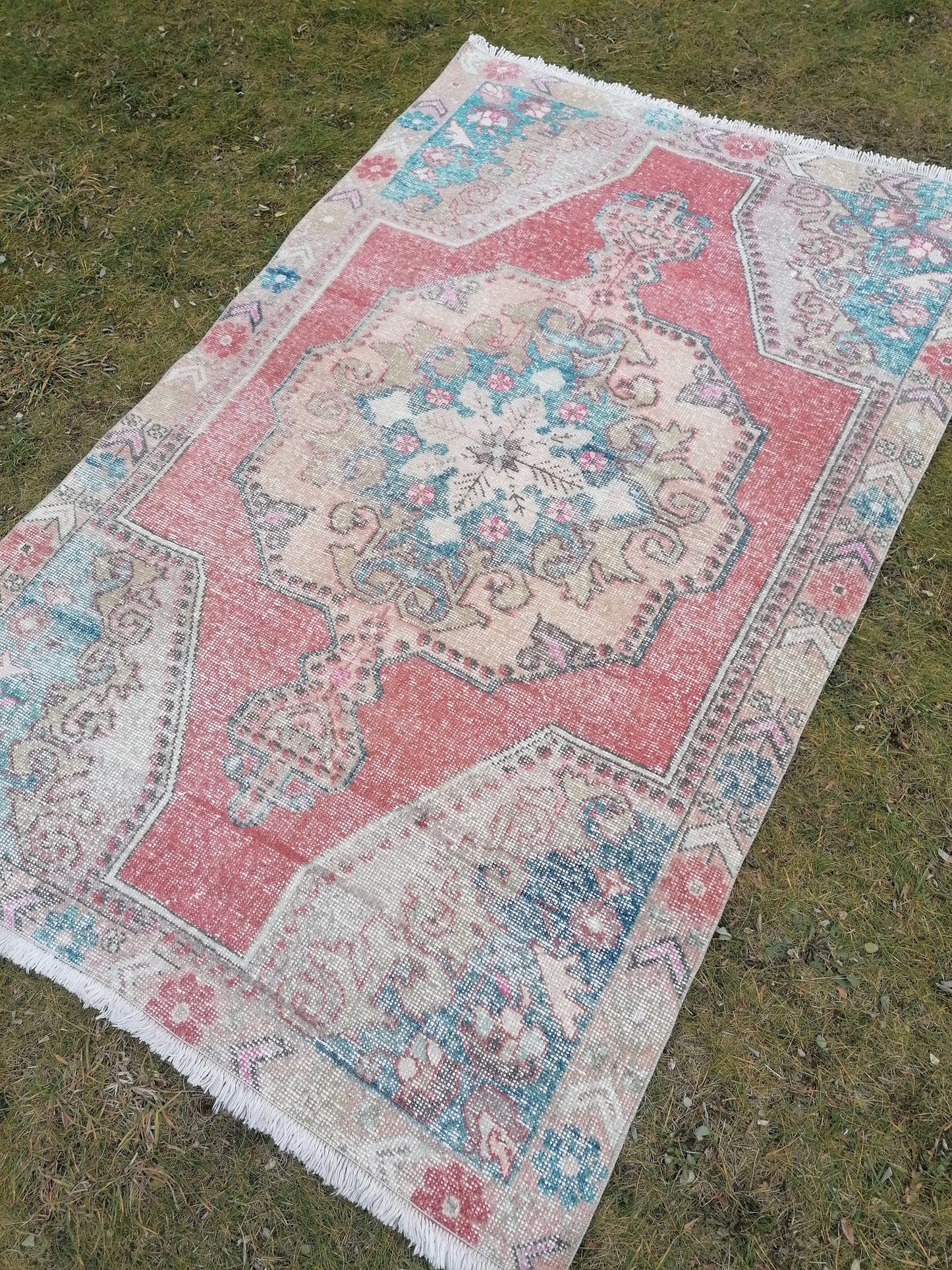 Vintage rug 7x4'6 turkish rug, kitchen rug, oushak rug