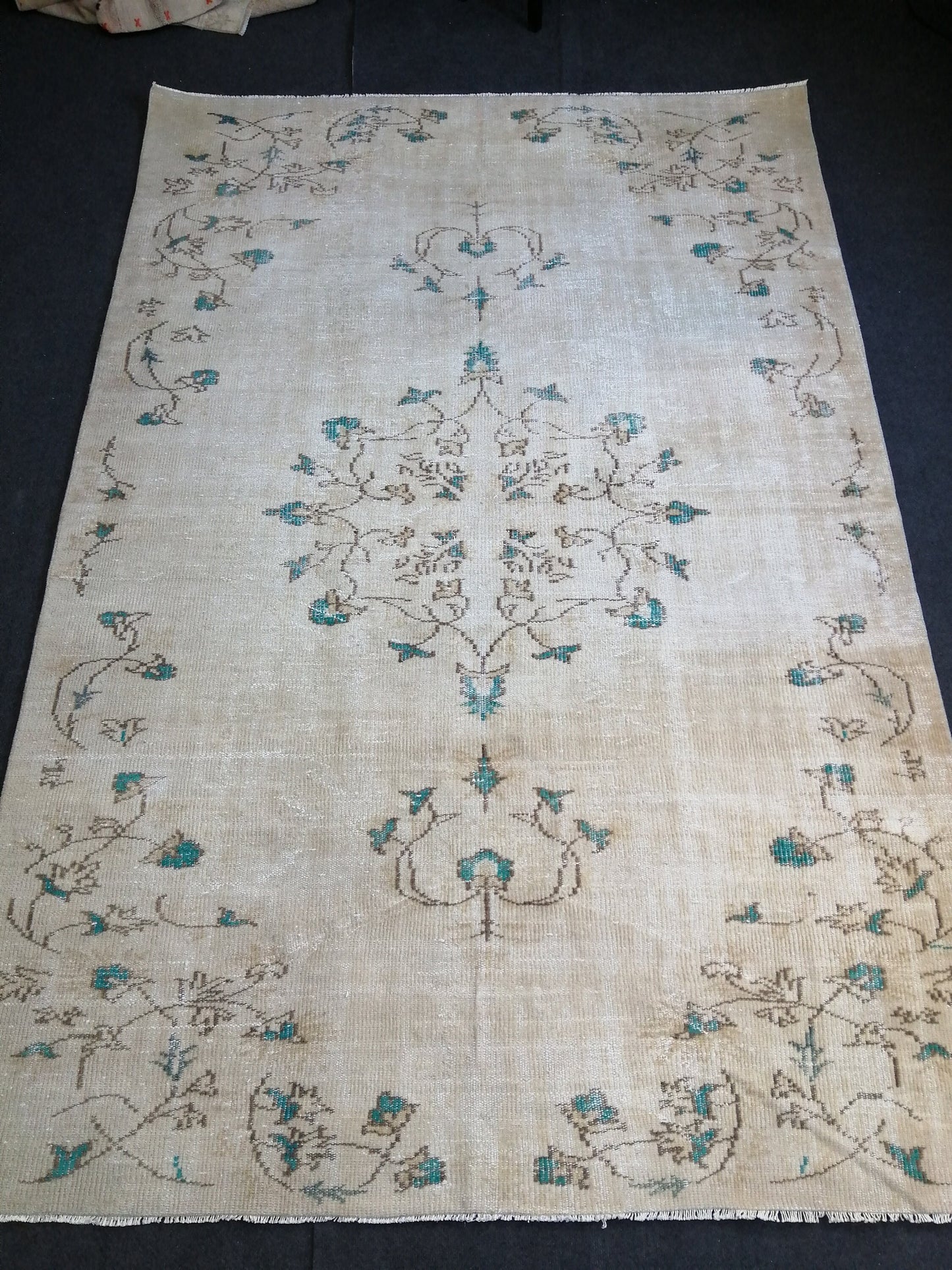 9.2 x 6 Vintage Rug TURKISH HAND MADE Rug Vintage Turkish Rug Oushak Rugs Muted Rug Turkish Oushak Rug, Vintage Oushak Rug 6x9 Wool Rug