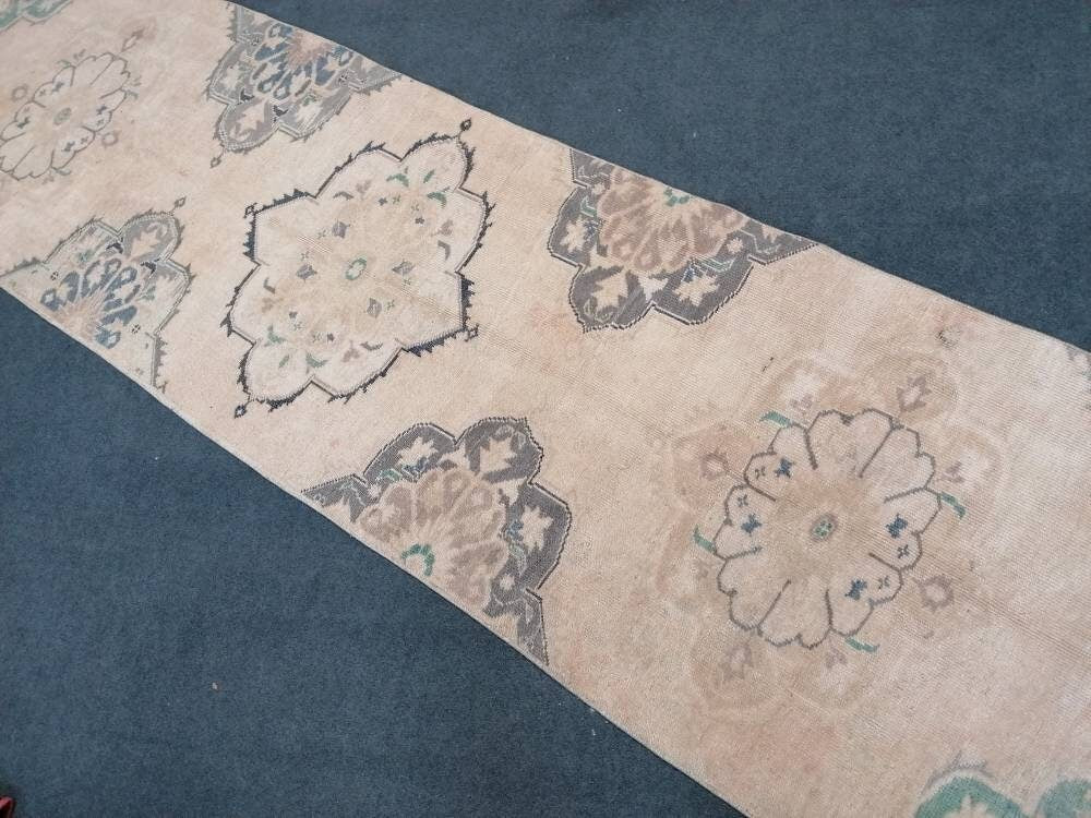 Vintage runner, oushak wool runner 2'10x11'3 hallway runner, turkish runner rug, entery runner, kitchen runner