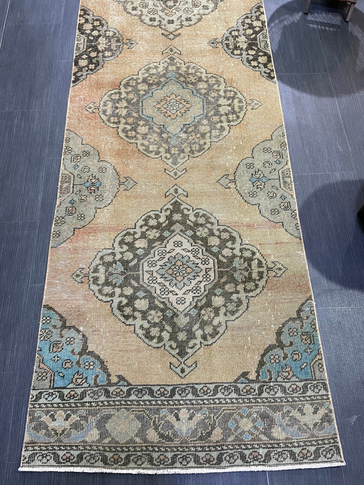 Muted RUNNER Rug, Handmade 2.10 x 13 RUNNER Rug, Oushak Runner Rug, Vintage Turkish Rug, Oriental Runner Rug, Turkish Runner Persian Runner