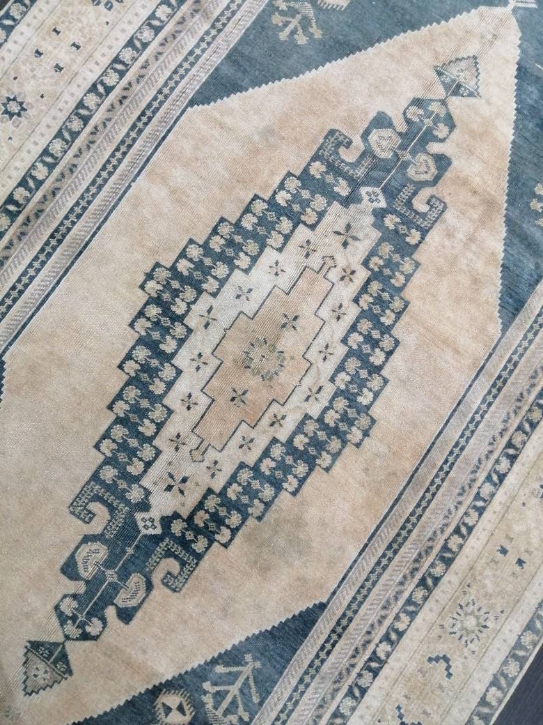 OUSHAK RUG 9.5 x 5.2 TURKISH Oushak Rug Vintage Oushak Rug Muted Vintage Oriental Rug Wool Oushak Rug Hand Made Rug Vintage Persian Rug