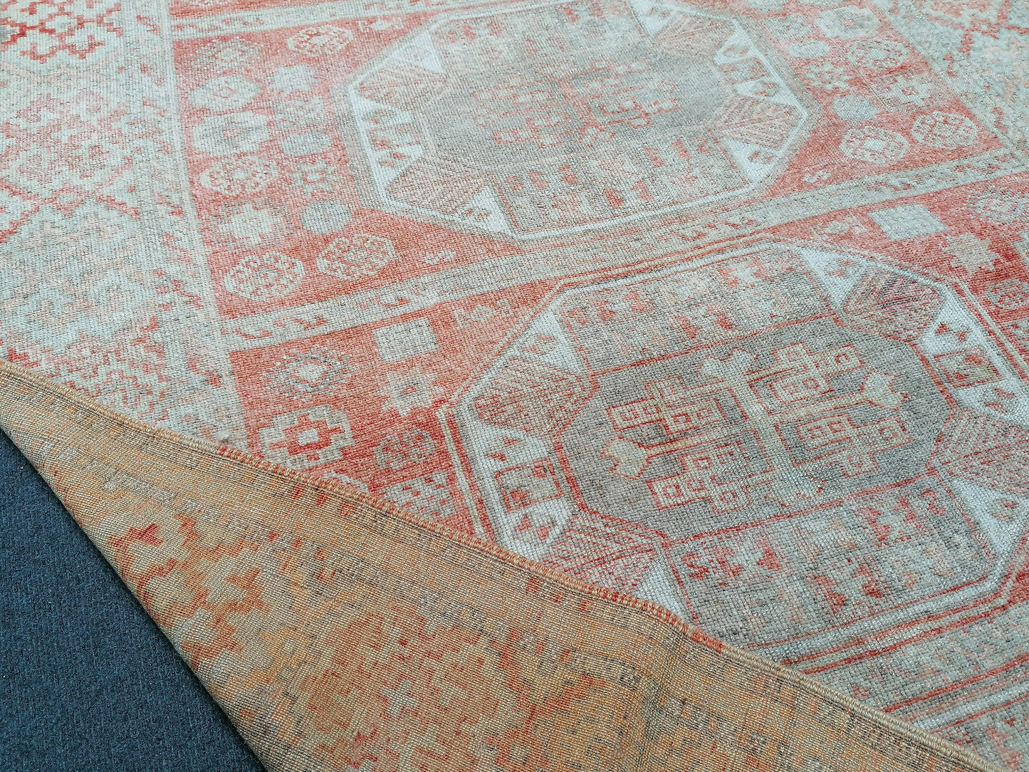 9'x4'4 soft vintage oushak turkish rug, anatolian old vintage runner rug